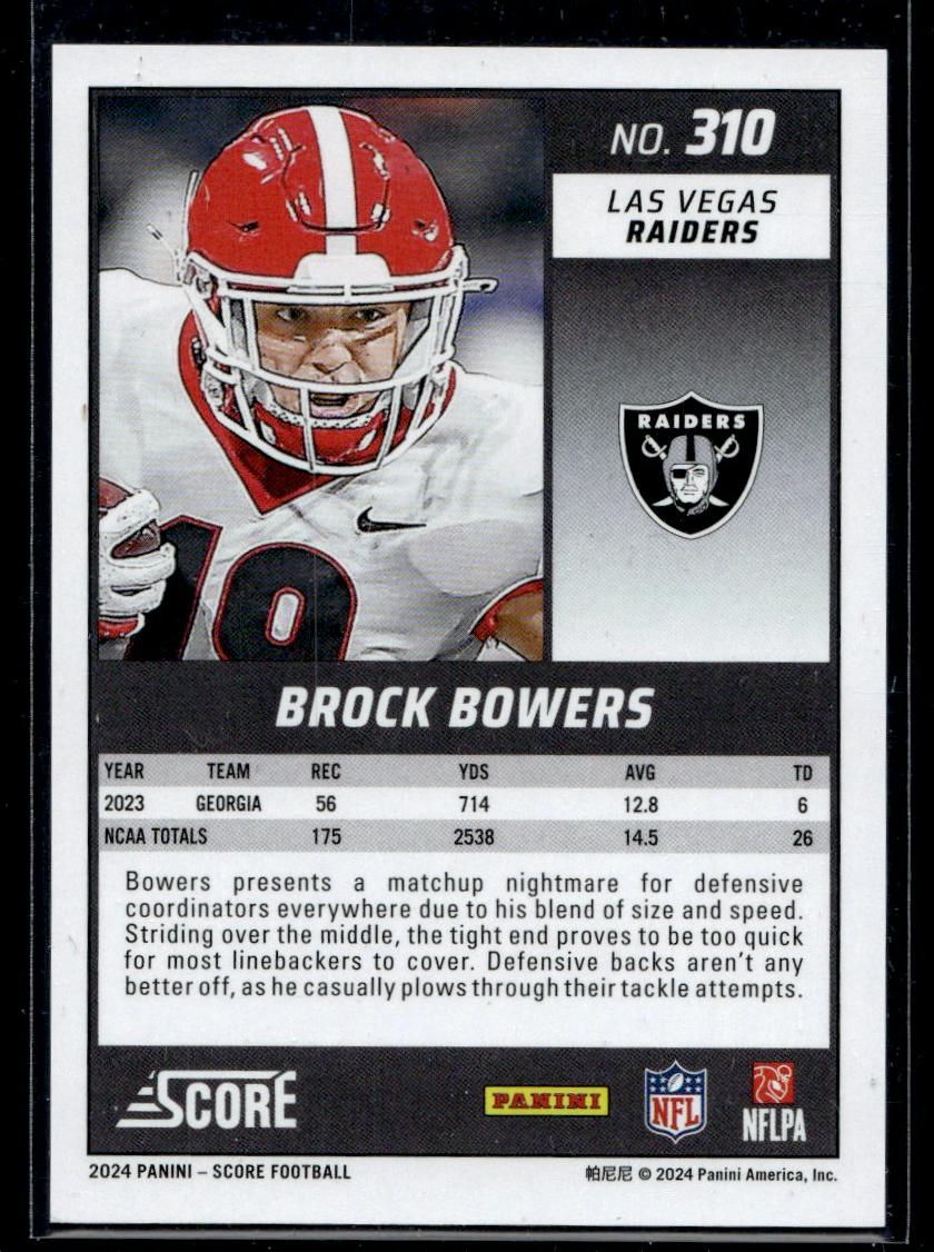 2024 Panini Score Gold Zone Brock Bowers #310 RC /50