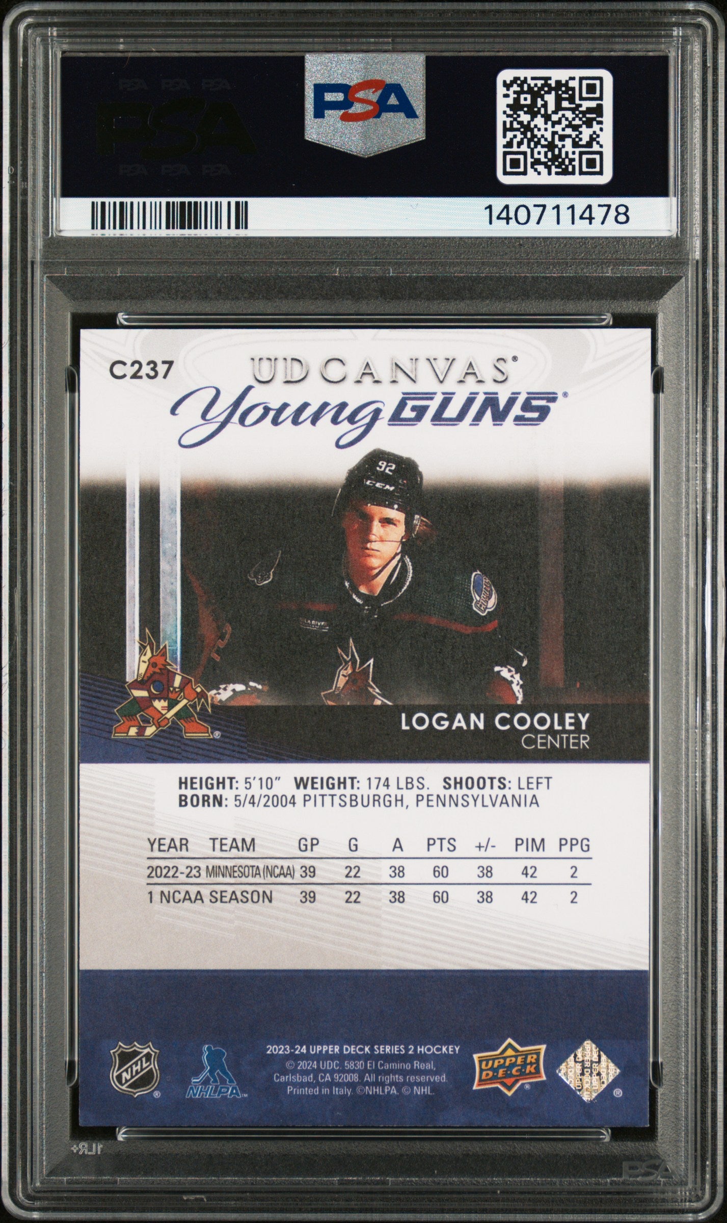 2023 Upper Deck UD Canvas Logan Cooley #C237 PSA 9