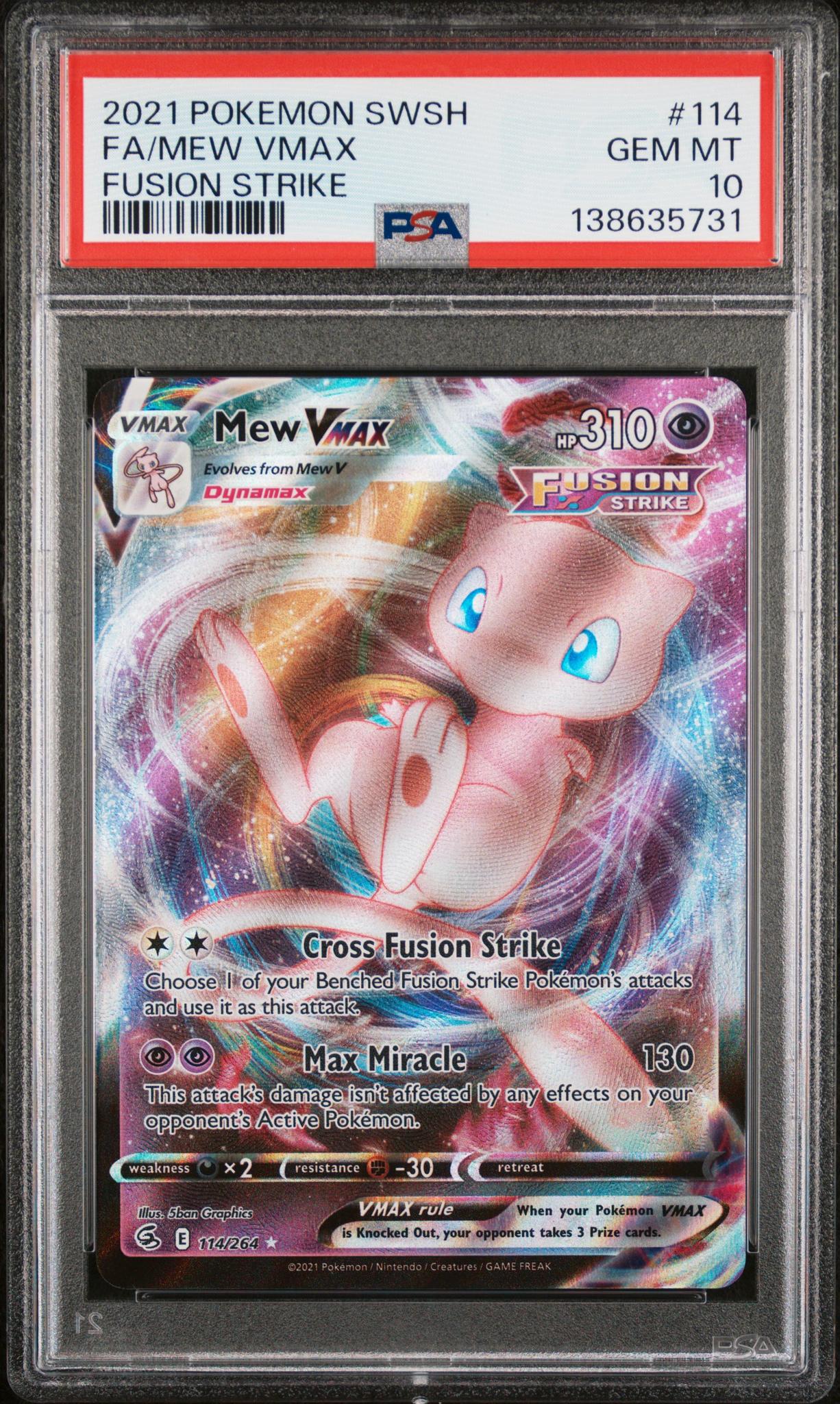 2021 Pokemon Sword and Shield Fusion Strike Mew Vmax #114 PSA 10