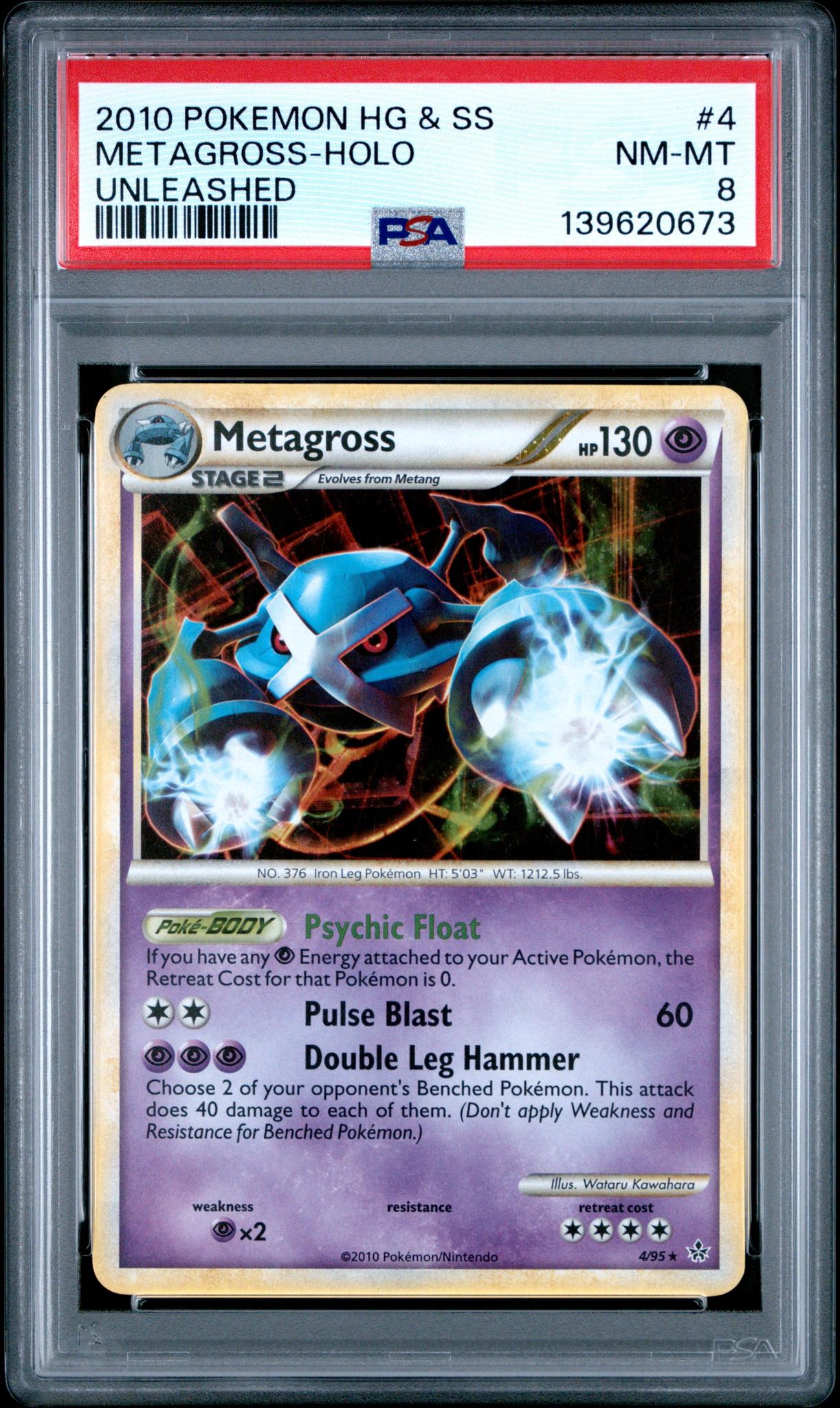 2010 Pokemon Hs Unleashed Holo Metagross #4 PSA 8