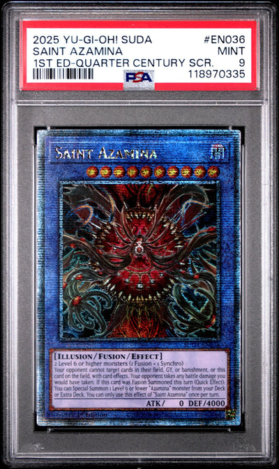 2025 Yu-Gi-Oh! Suda Saint Azamina #EN036 1st Ed-Quarter Century SCR. PSA 9
