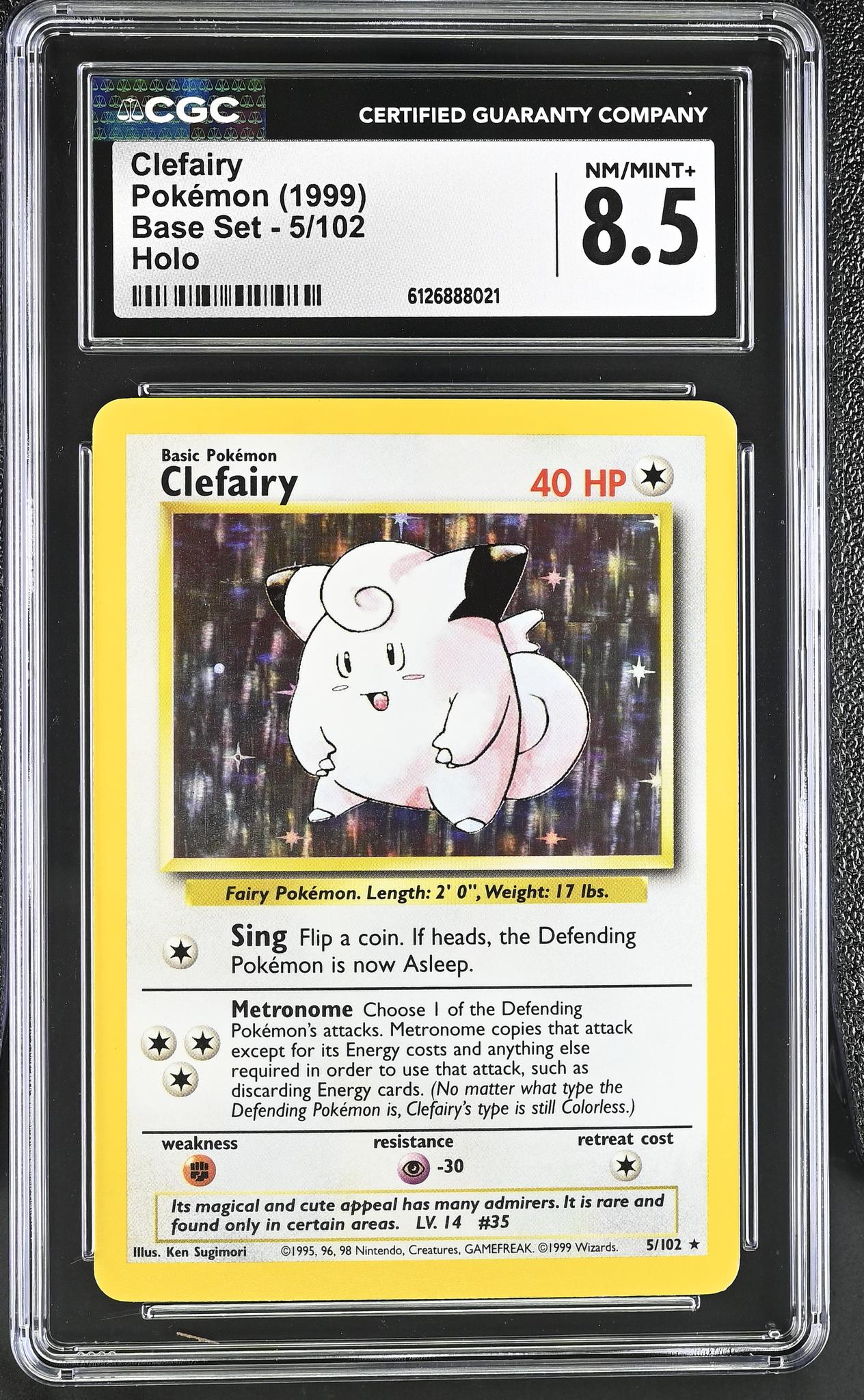 1999 Pokemon #5/102 Clefairy Base Set Holo CGC 8.5