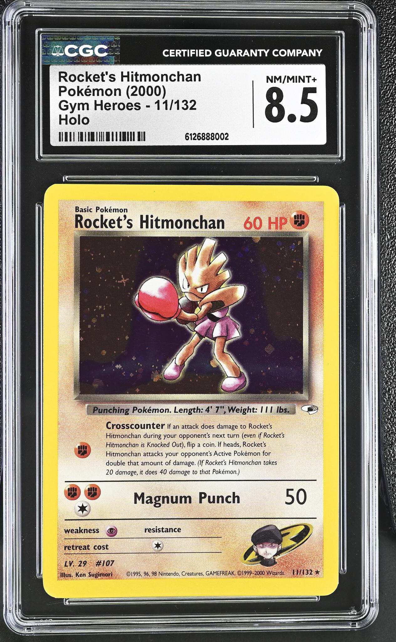 2000 Pokemon #11/132 Rocket's Hitmonchan Gym Heroes CGC 8.5