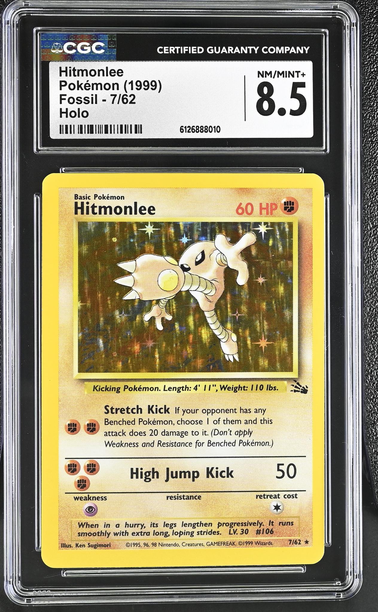 1999 Pokemon #7/62 Hitmonlee Fossil CGC 8.5