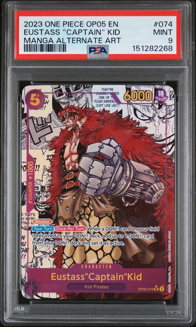 One Piece Card Game Eustass "Captain" Kid OP05-074 Manga Alternate Art PSA 9