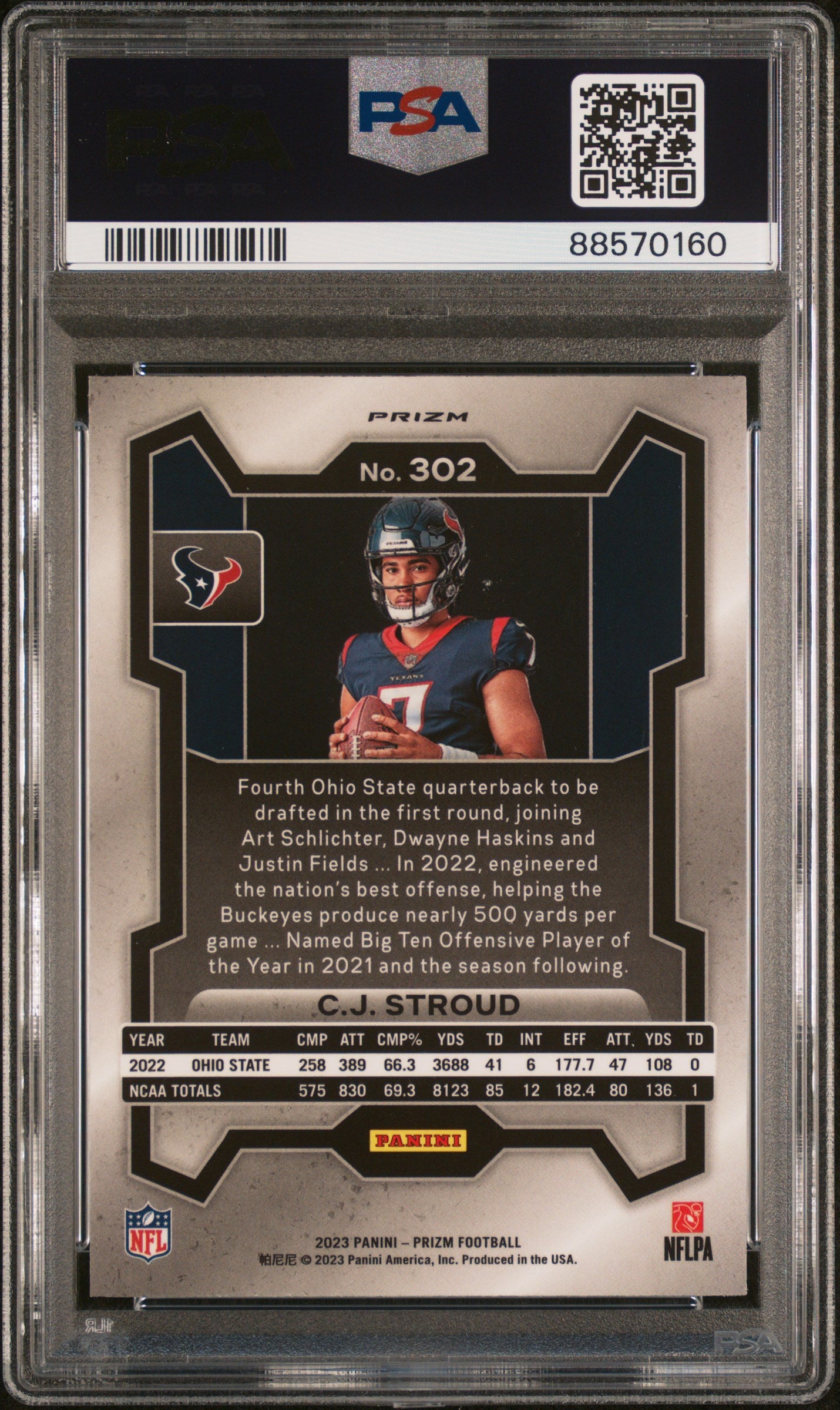 2023 Panini Prizm Facing Front Variation CJ Stroud #302 PSA 8