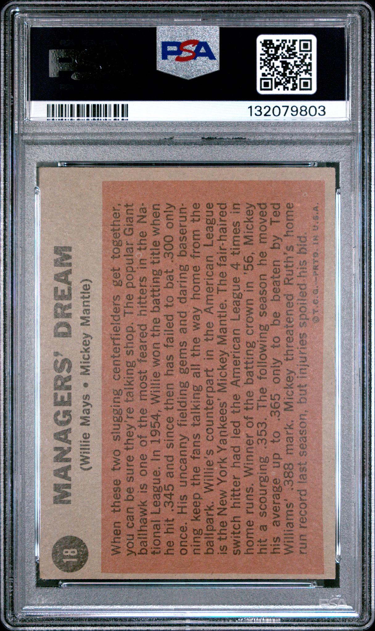 1962 Topps Managers' Dream Mickey Mantle/Willie Mays #18 PSA 3
