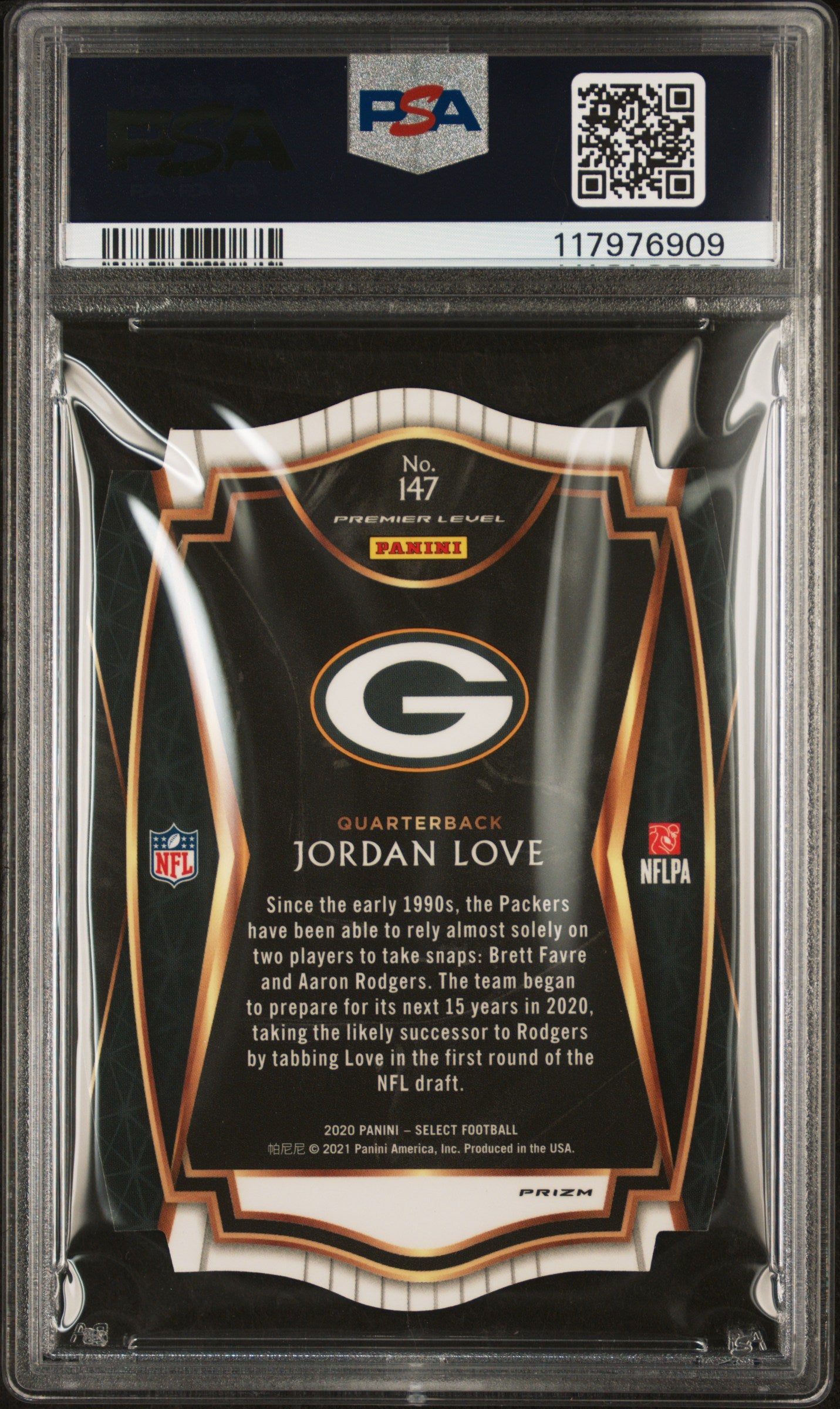 2020 Panini Select Prizm White Die Cut Jordan Love #147 PSA 9
