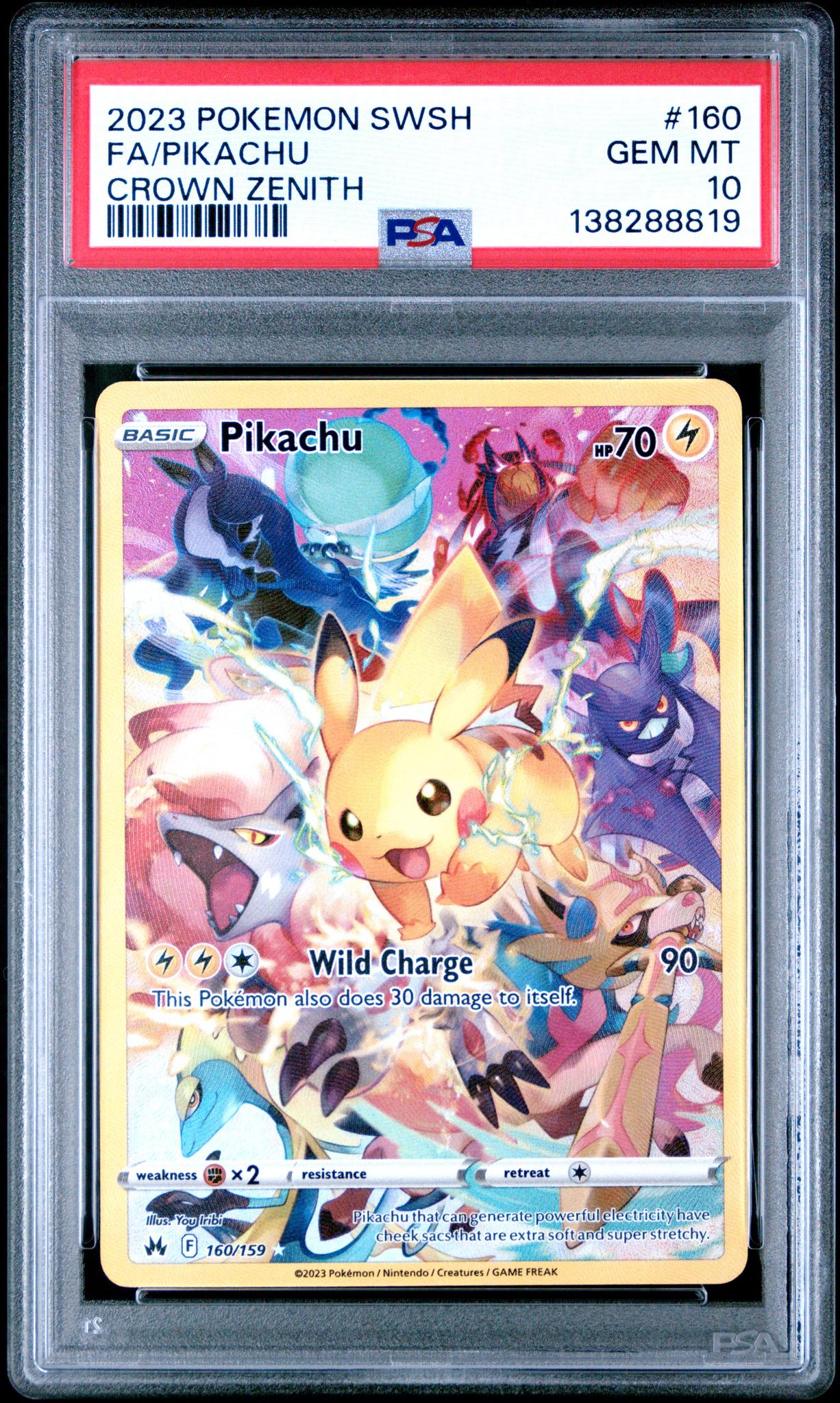 2023 Pokemon Sword and Shield Crown Zenith Secret Rare Pikachu #160 PSA 10