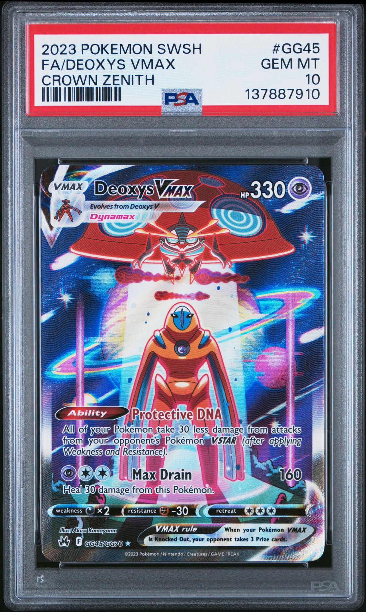 2023 Pokemon Sword and Shield Crown Zenith Galarian Gallery Deoxys Vmax #GG45 PSA 10