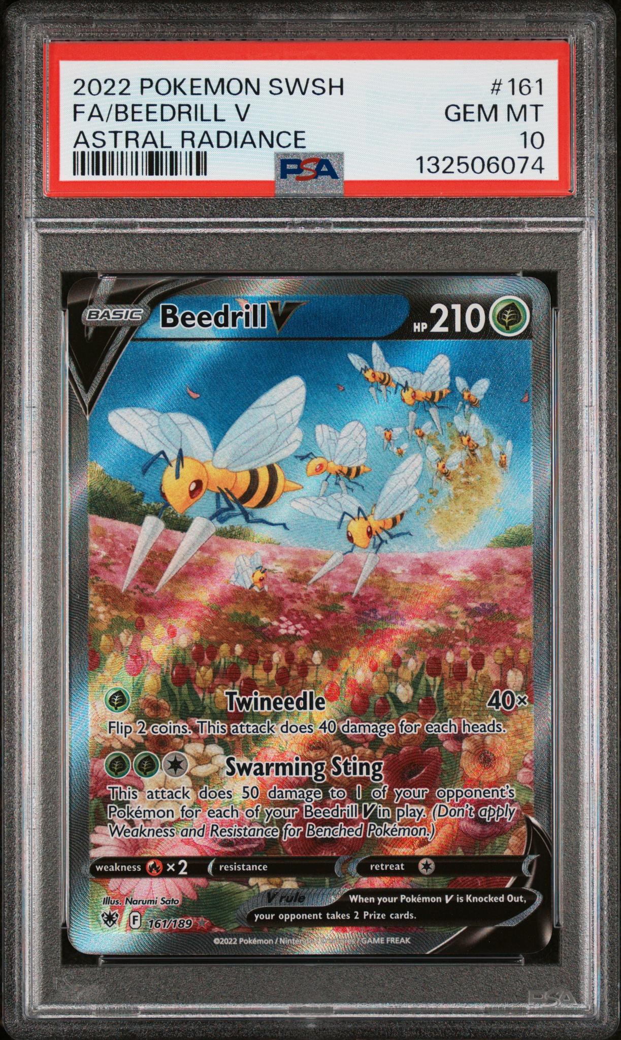 2022 Pokemon Sword and Shield Astral Radiance Beedrill V #161 /189 PSA 10