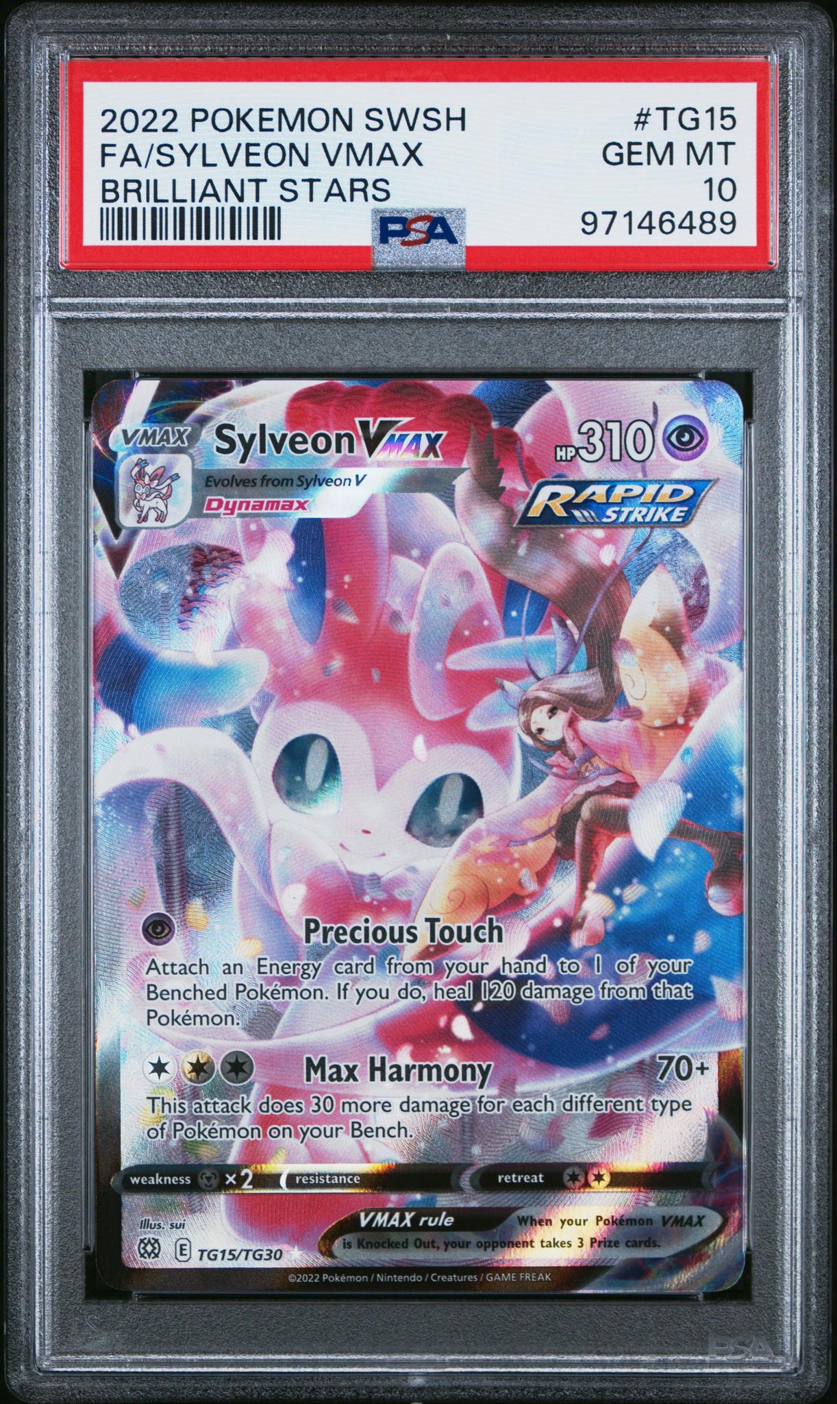 2022 Pokemon Sword and Shield Brilliant Stars Trainer Gallery Sylveon Vmax #TG15 PSA 10