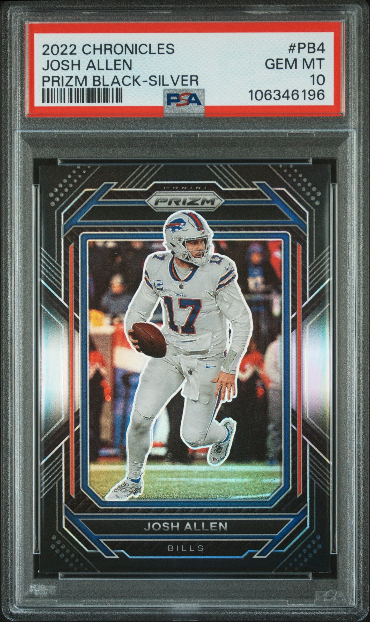 2022 Panini Chronicles Prizm Black Silver Josh Allen #4 PSA 10