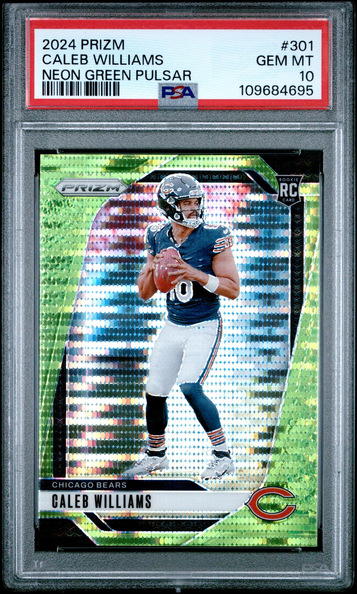 2024 Panini Prizm Neon Green Pulsar Caleb Williams #301 PSA 10