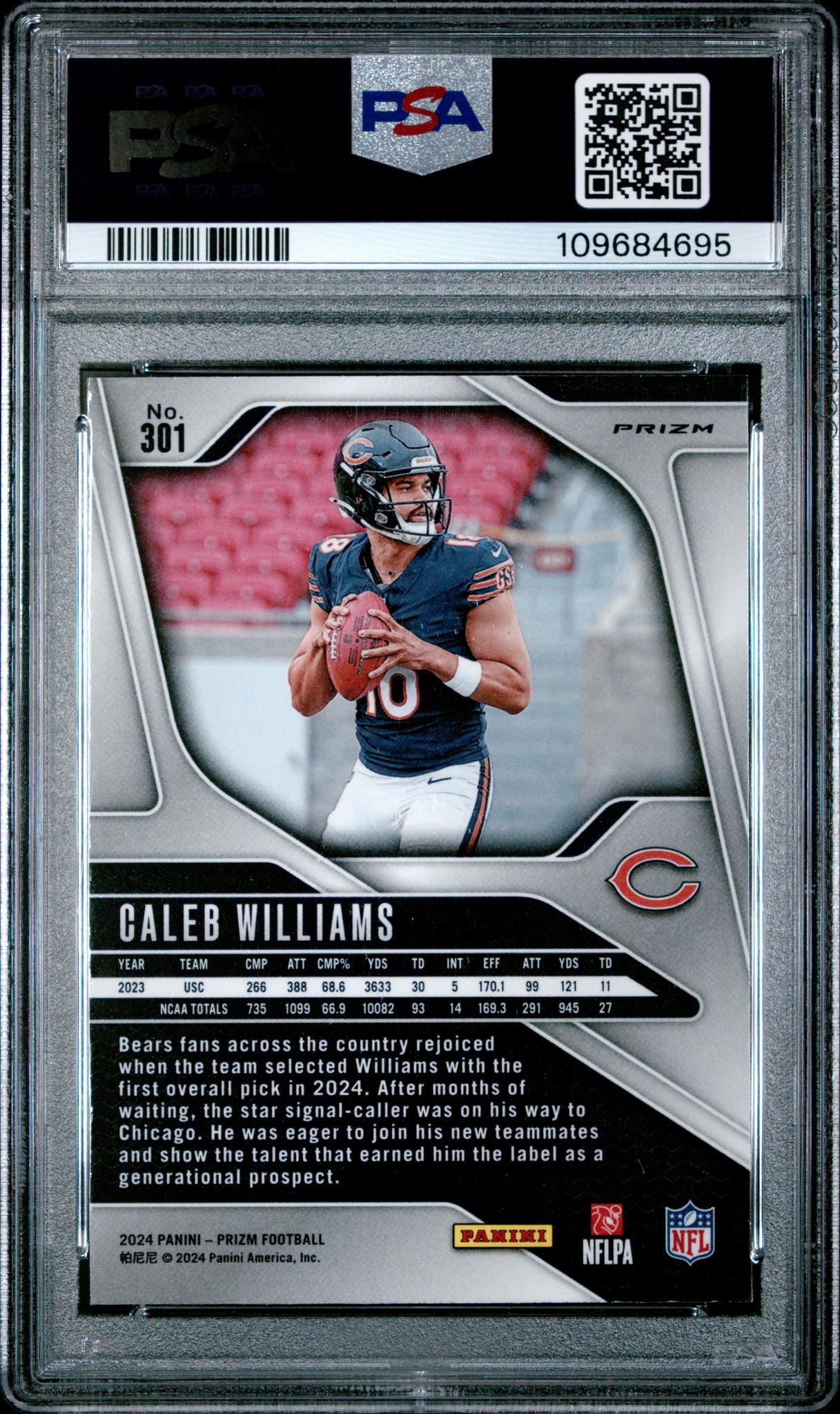2024 Panini Prizm Neon Green Pulsar Caleb Williams #301 PSA 10