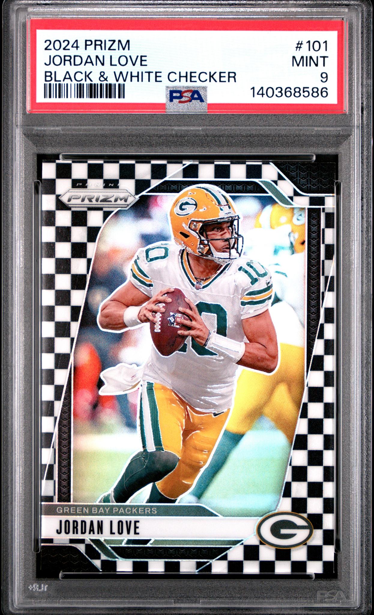 2024 Panini Prizm Black and White Checker Prizm Jordan Love #101 PSA 9