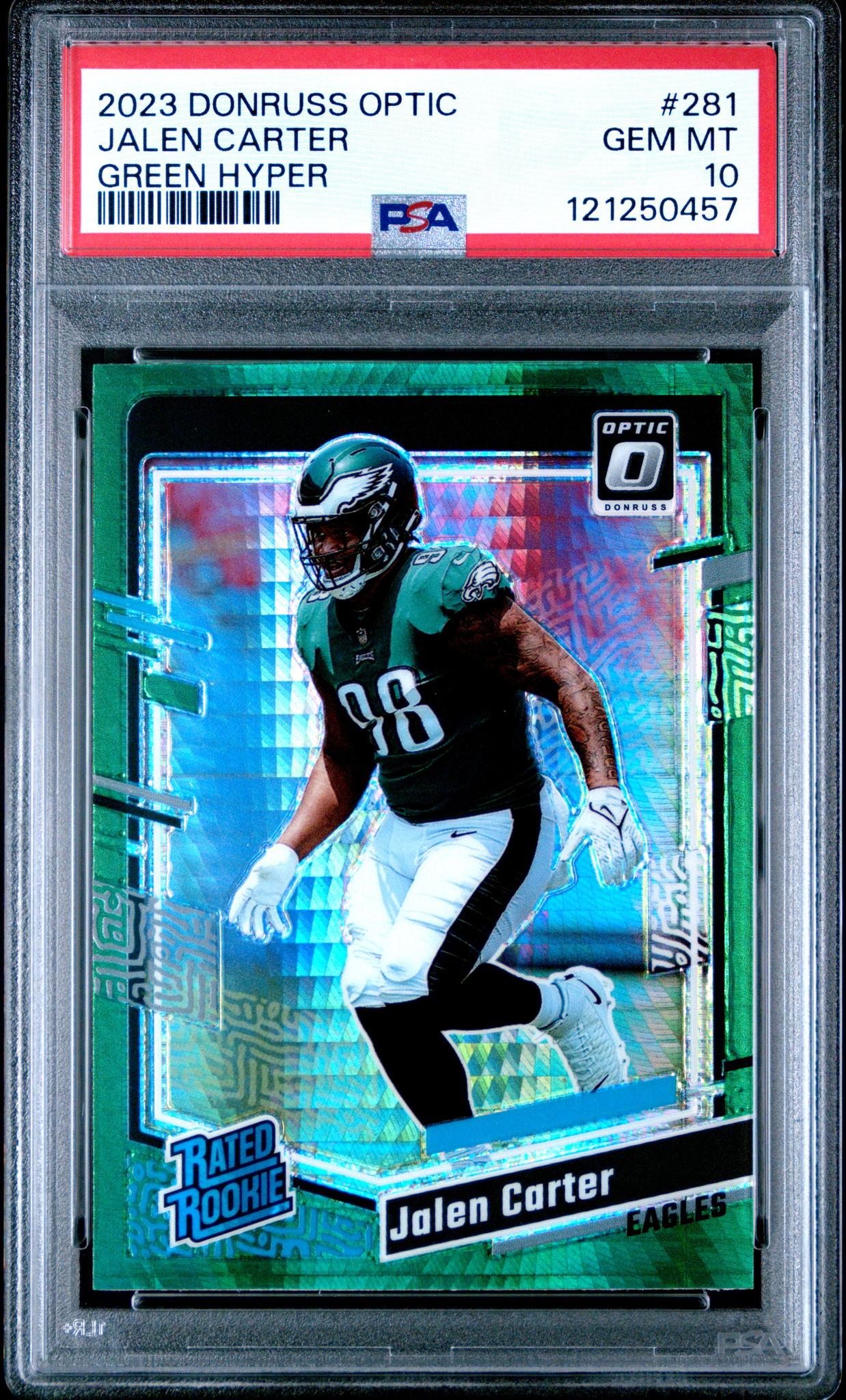 2023 Panini Donruss Optic Green Hyper Jalen Carter #281 PSA 10