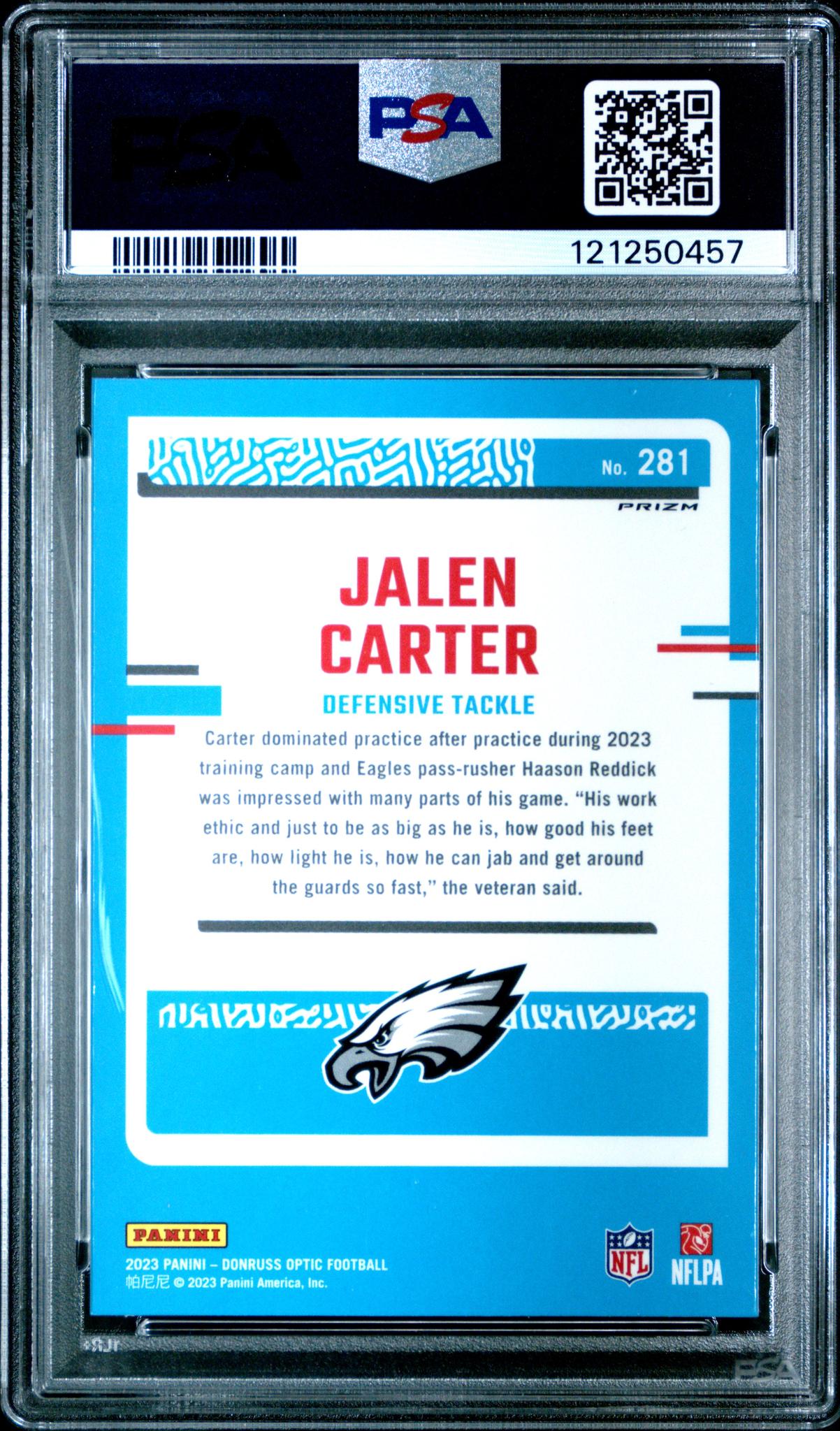 2023 Panini Donruss Optic Green Hyper Jalen Carter #281 PSA 10