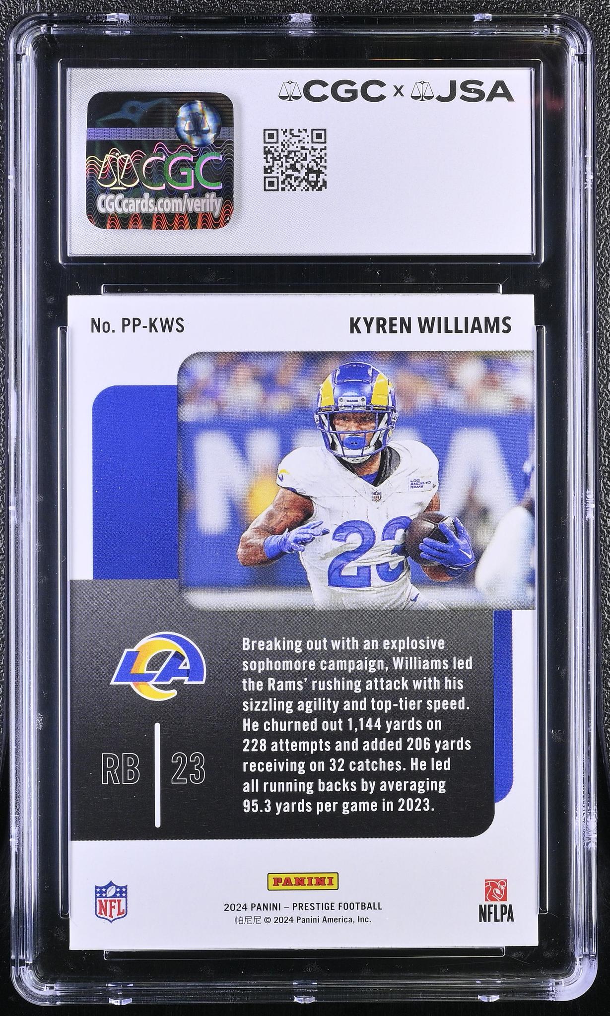 2024 Prestige #PP-KWS Kyren Williams Prestigious Pros CGC 10