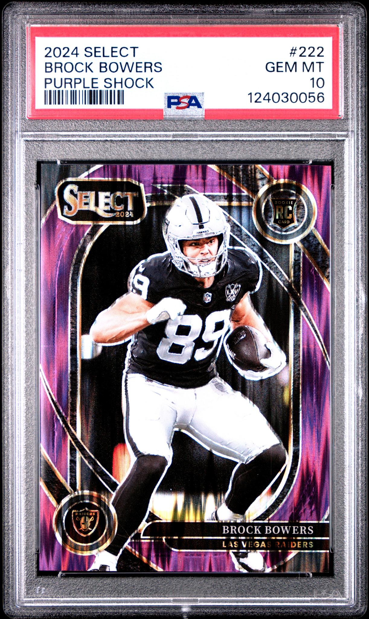 2024 Panini Select Purple Shock Brock Bowers #222 /360 PSA 10