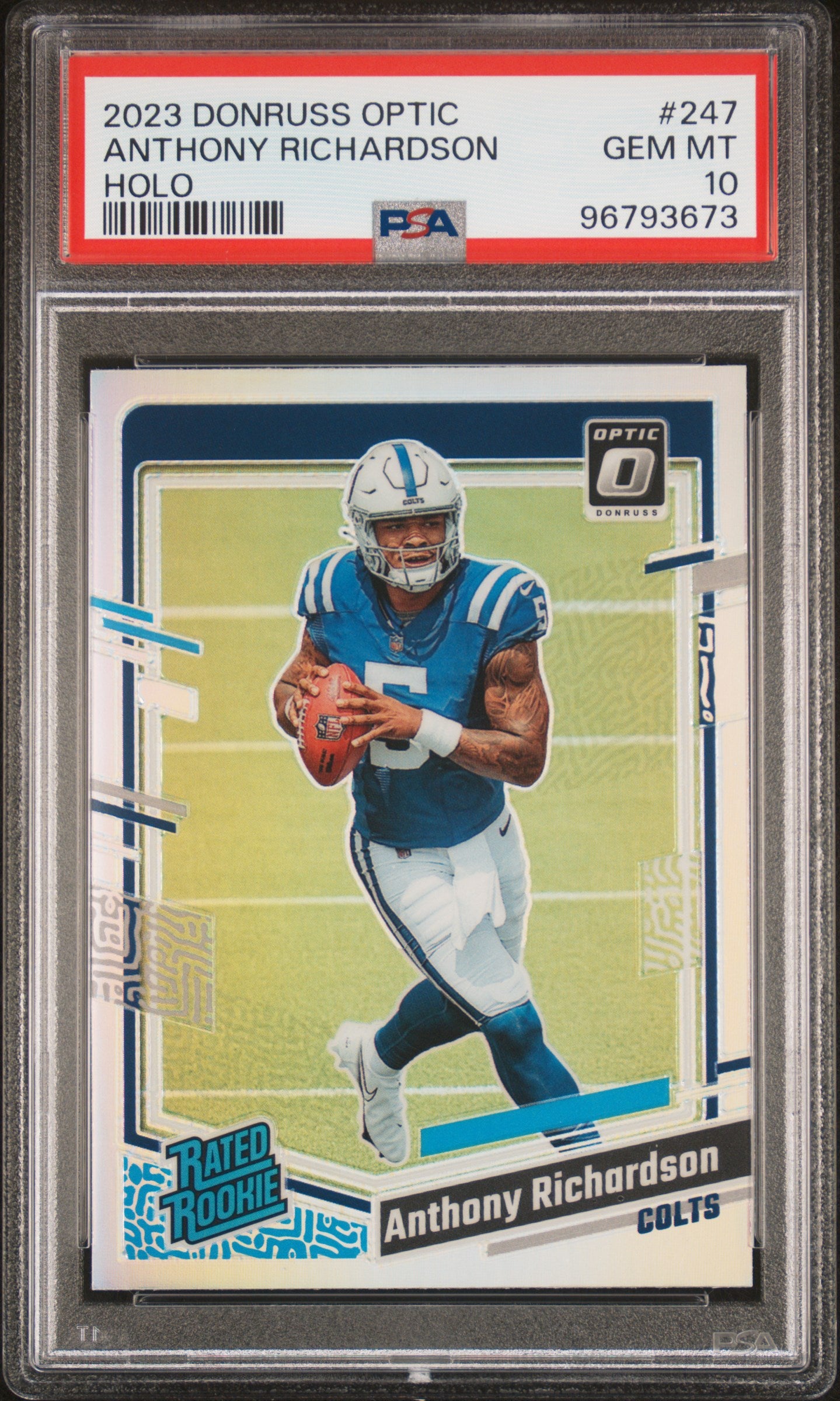 2023 Donruss Optic Rated Rookie Holo Anthony Richardson #247 PSA 10
