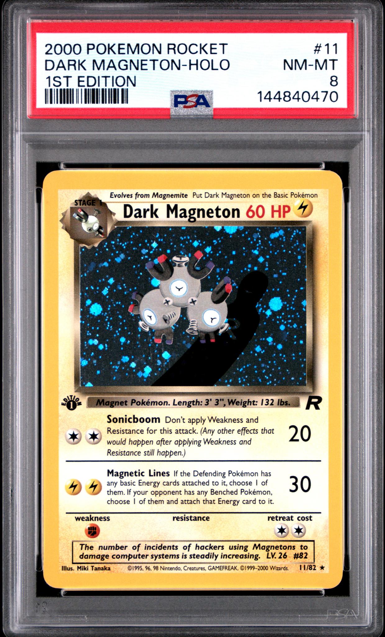 2000 Pokemon Team Rocket 1st Edition Holo Dark Magneton #11 PSA 8