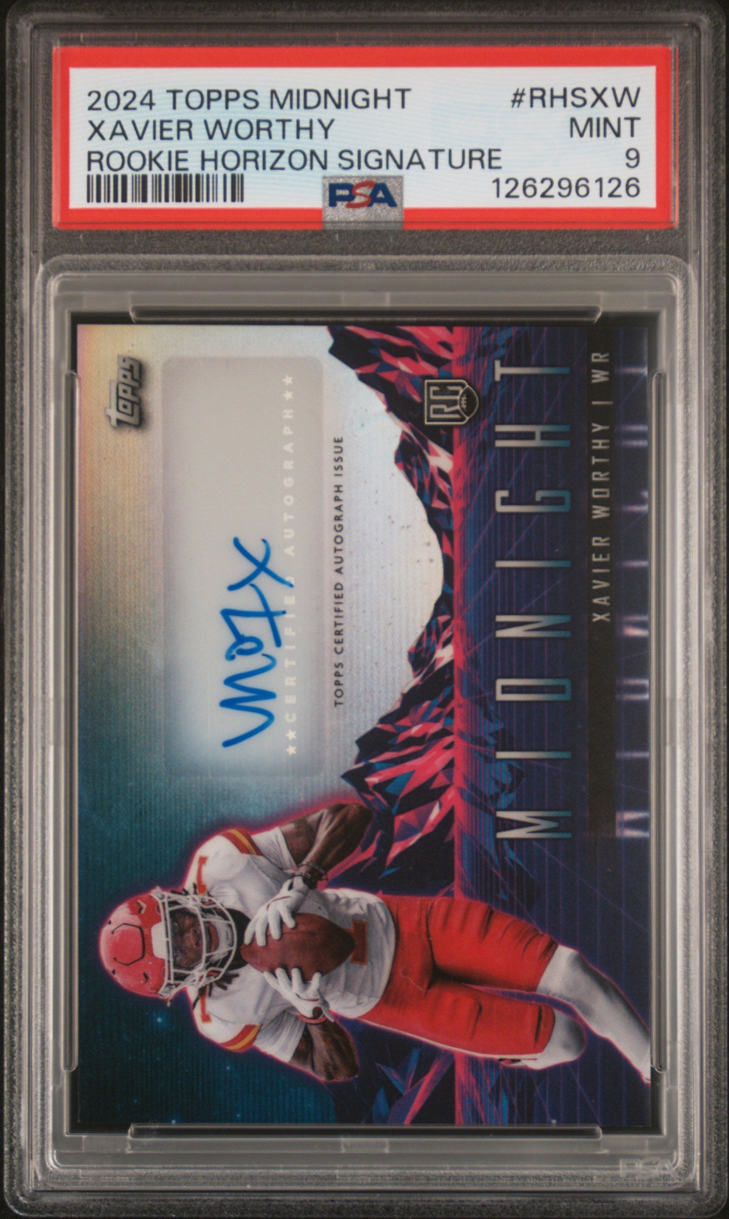 2024 Topps Midnight Rookie Horizon Signatures Xavier Worthy #RHSXW PSA 9
