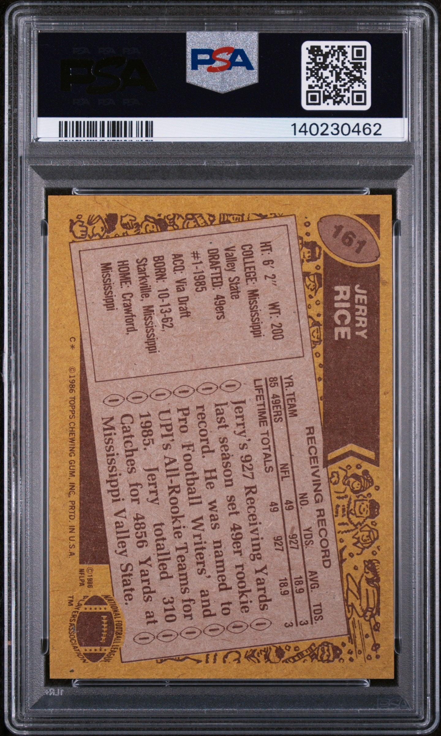 1986 Topps Jerry Rice #161 PSA 7