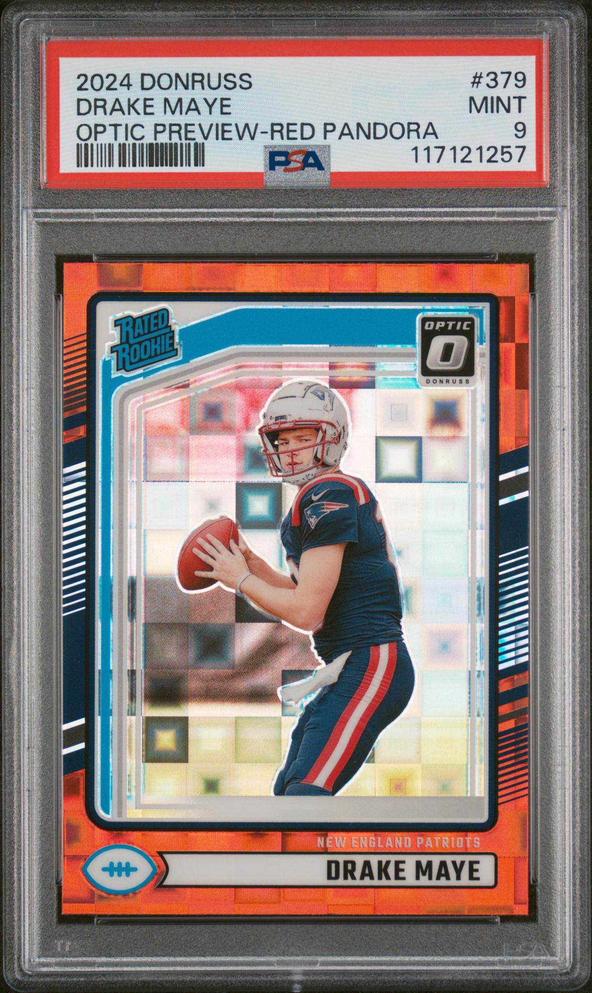 2024 Donruss Optic Optic Preview Red Pandora Drake Maye #379 PSA 9