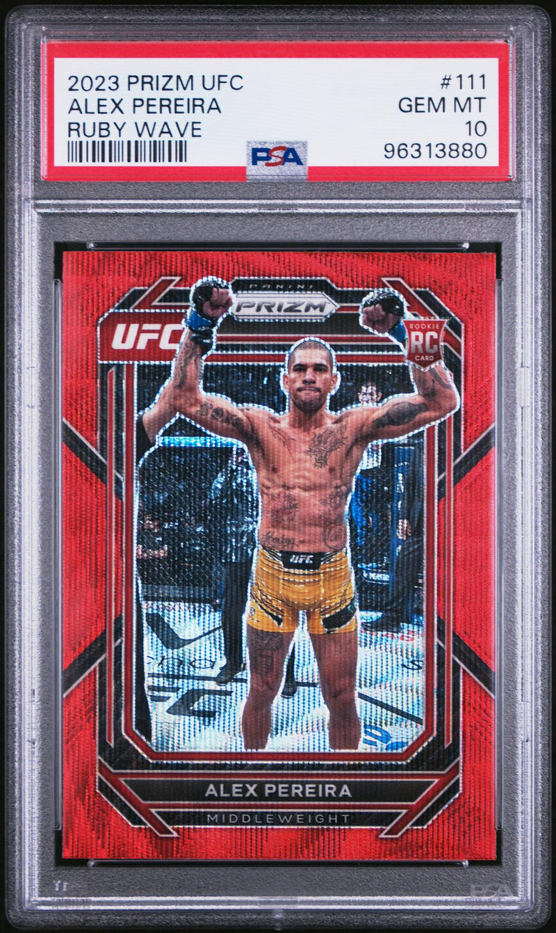 2023 Panini Prizm UFC Prizms Ruby Wave Alex Pereira #111 PSA 10