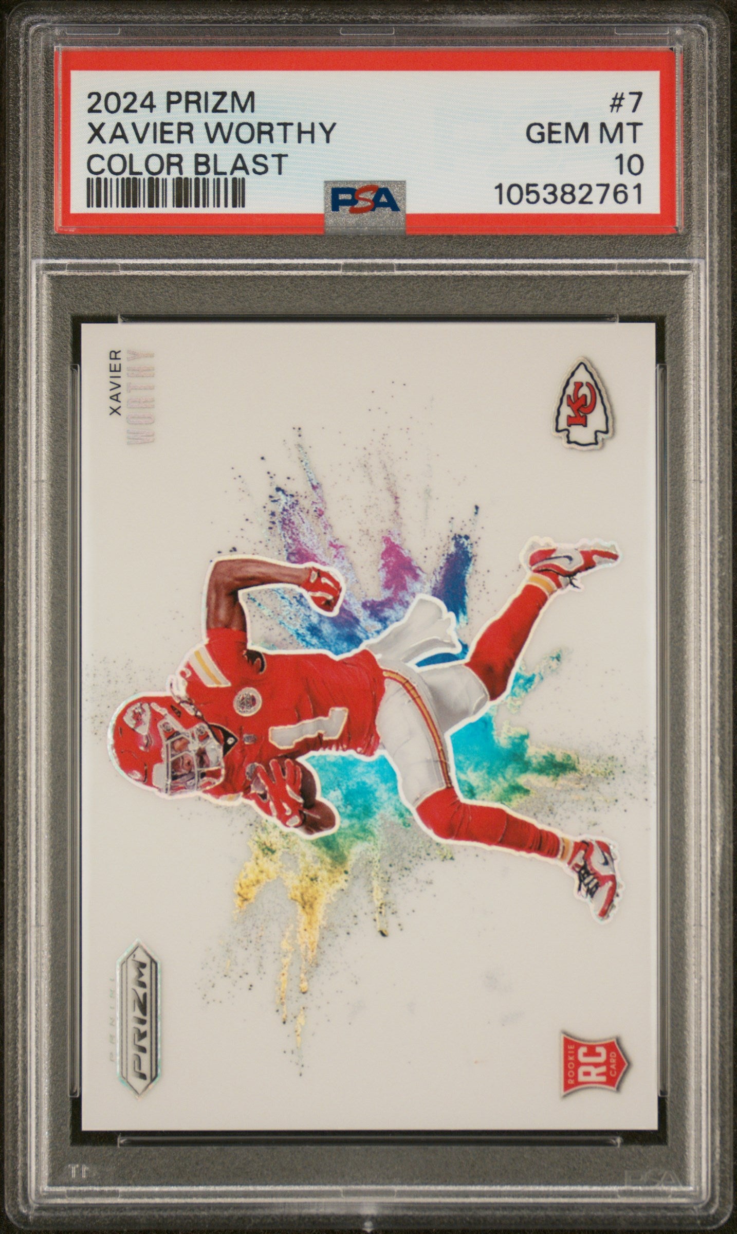 2024 Panini Prizm Color Blast Xavier Worthy #7 PSA 10