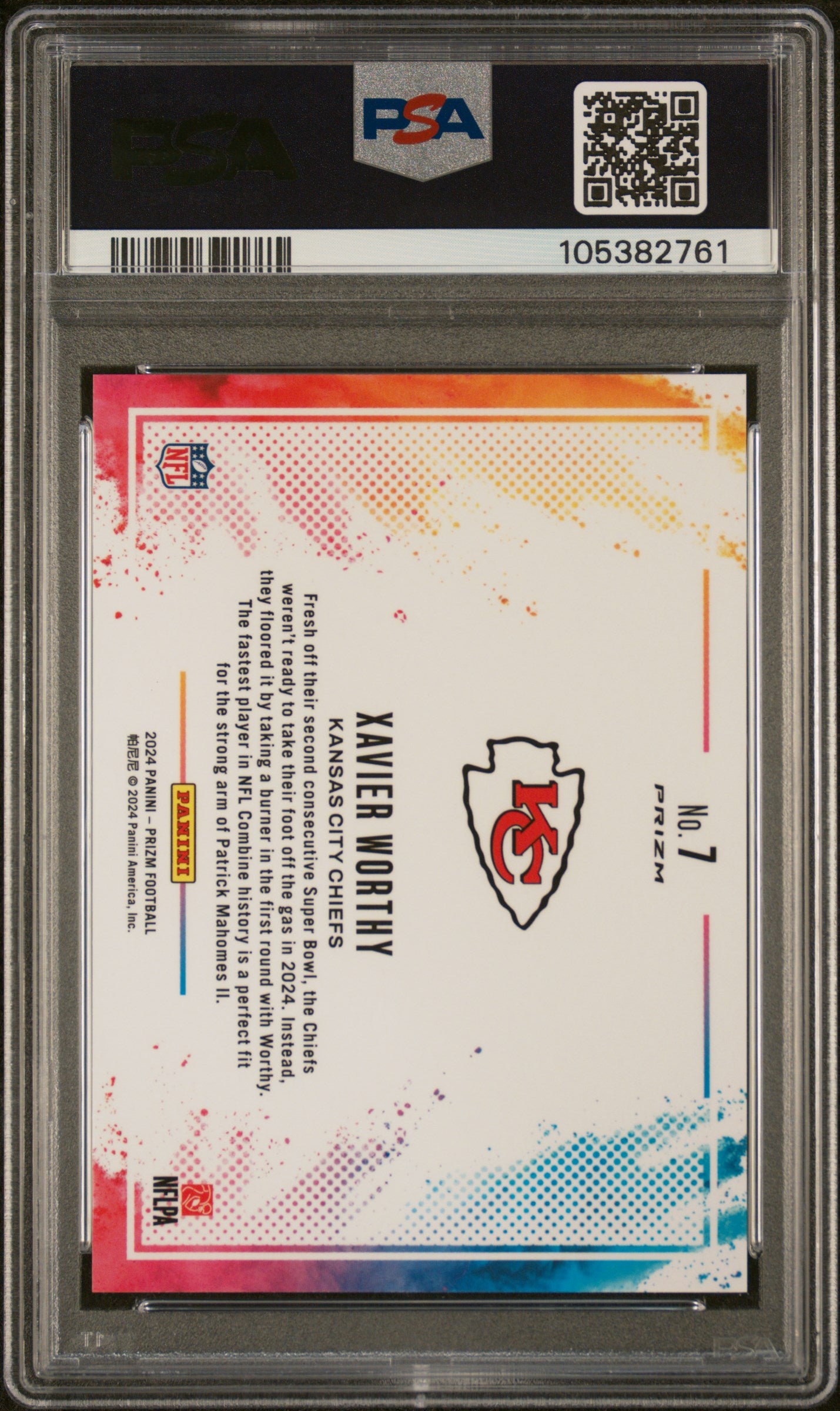 2024 Panini Prizm Color Blast Xavier Worthy #7 PSA 10