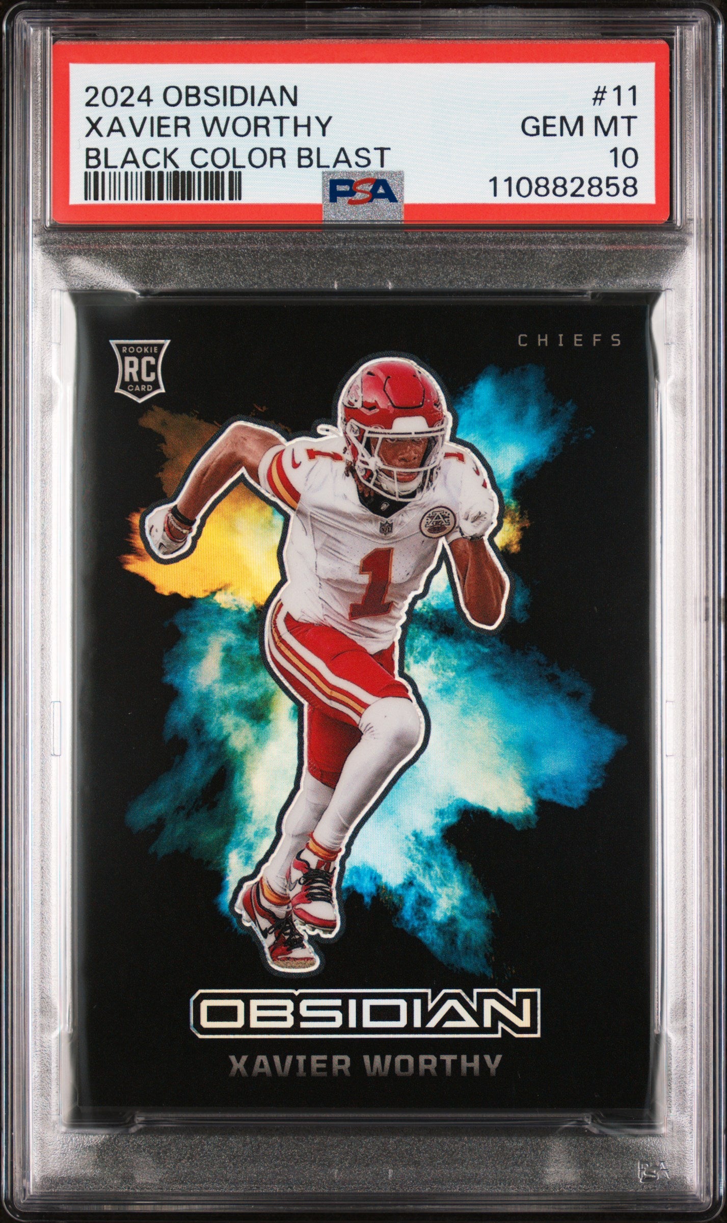 2024 Panini Obsidian Color Blast Black Xavier Worthy #11 PSA 10