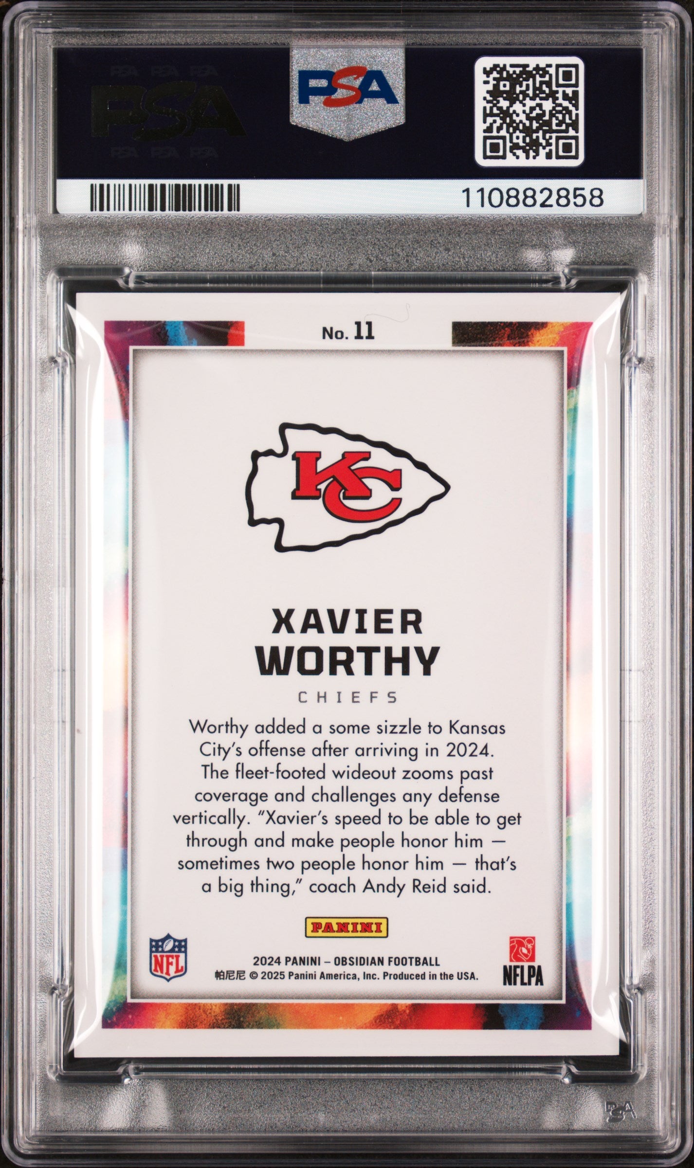 2024 Panini Obsidian Color Blast Black Xavier Worthy #11 PSA 10