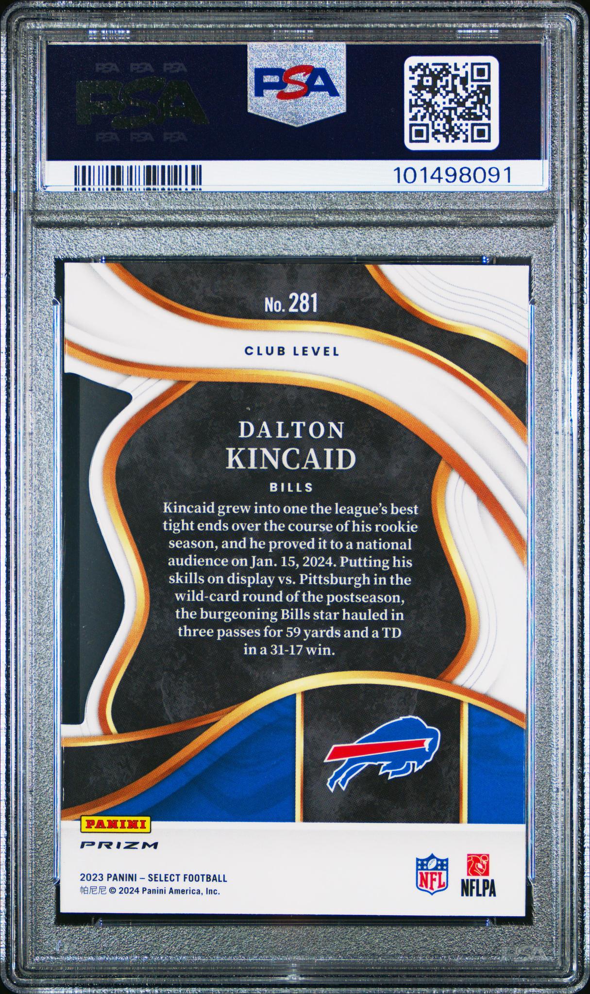 2023 Panini Select Die-Cut Silver Prizm Dalton Kincaid #281 PSA 10