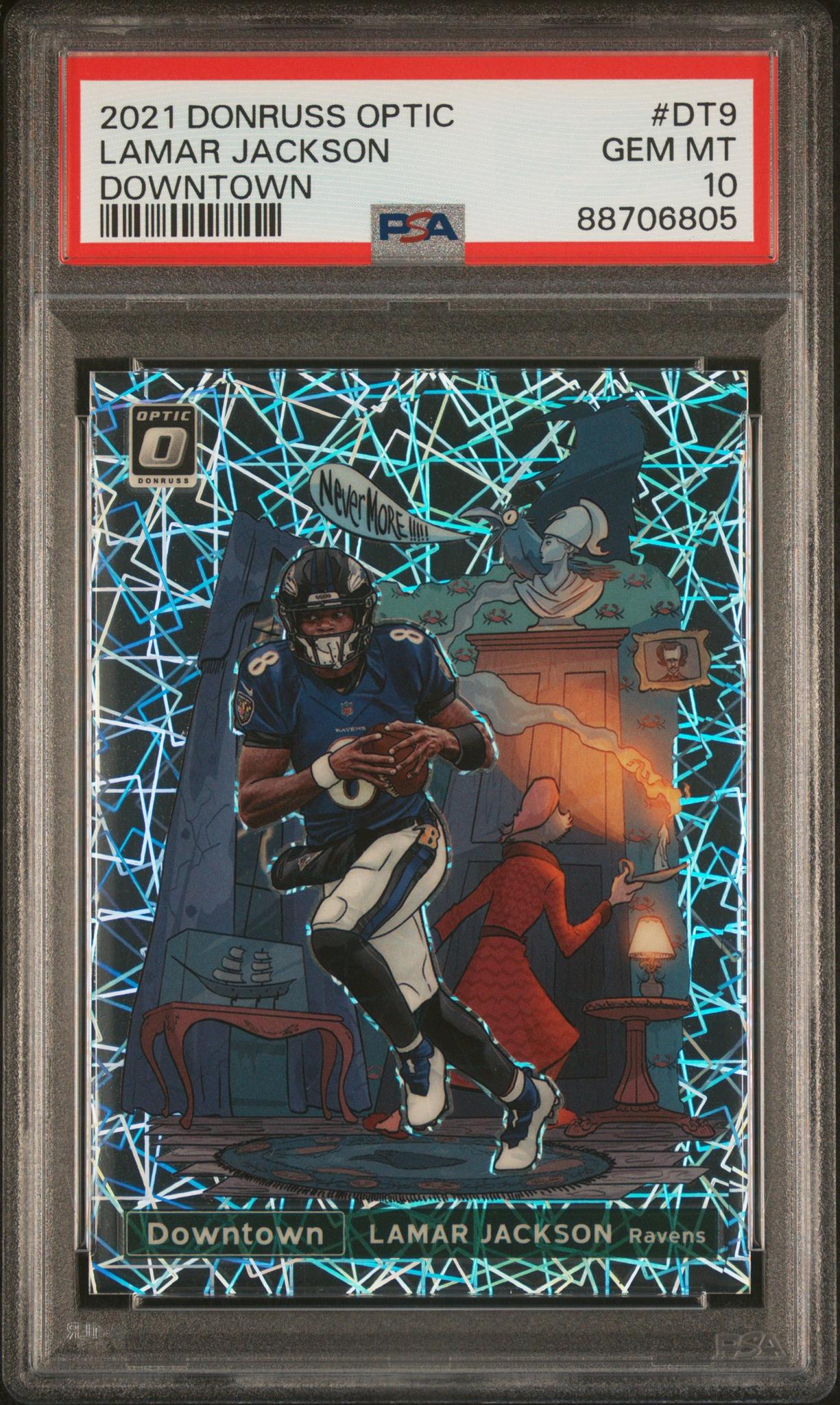 2021 Donruss Optic Downtown Lamar Jackson #DT-9 PSA 10