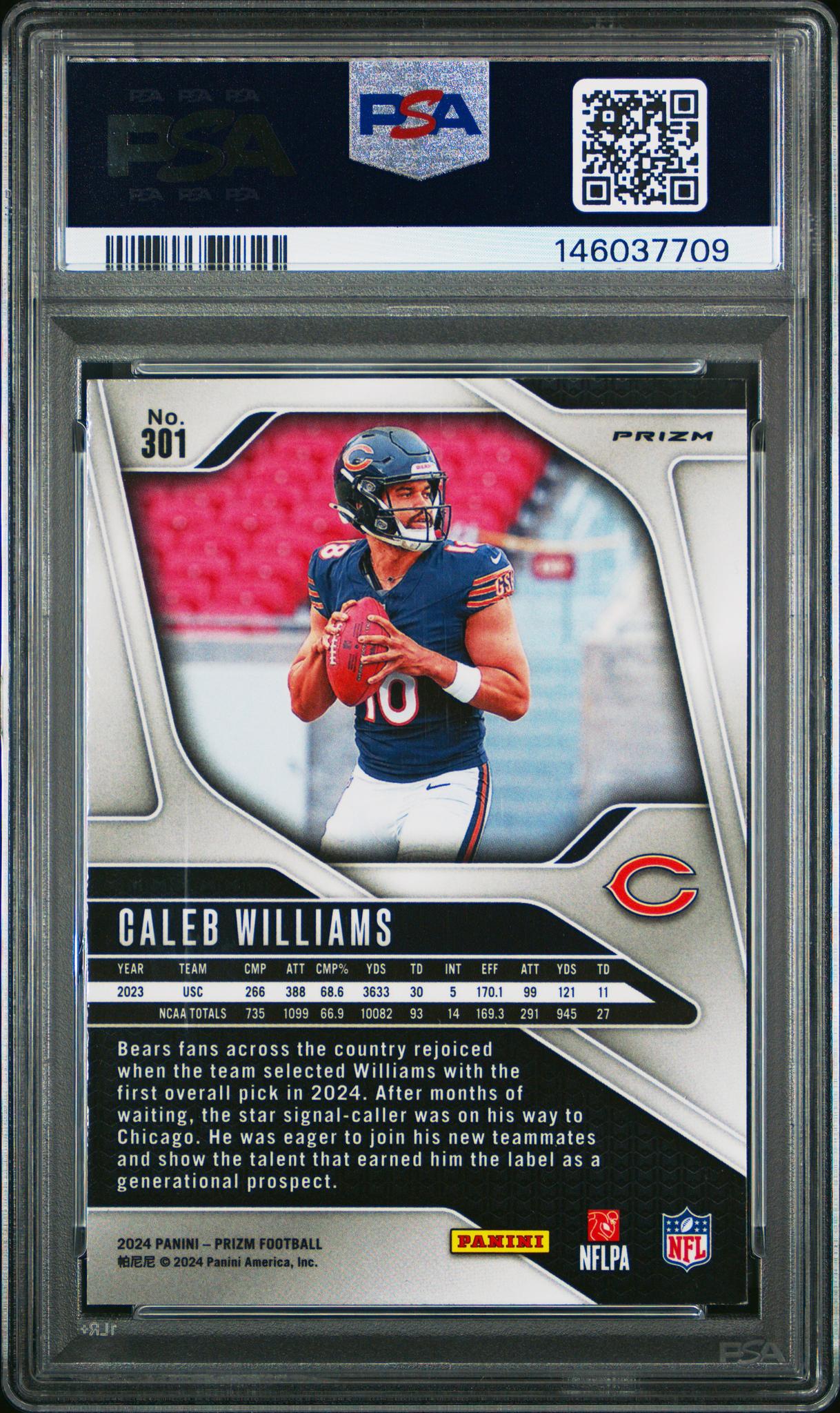 2024 Panini Prizm Neon Green Pulsar Caleb Williams #301 PSA 9