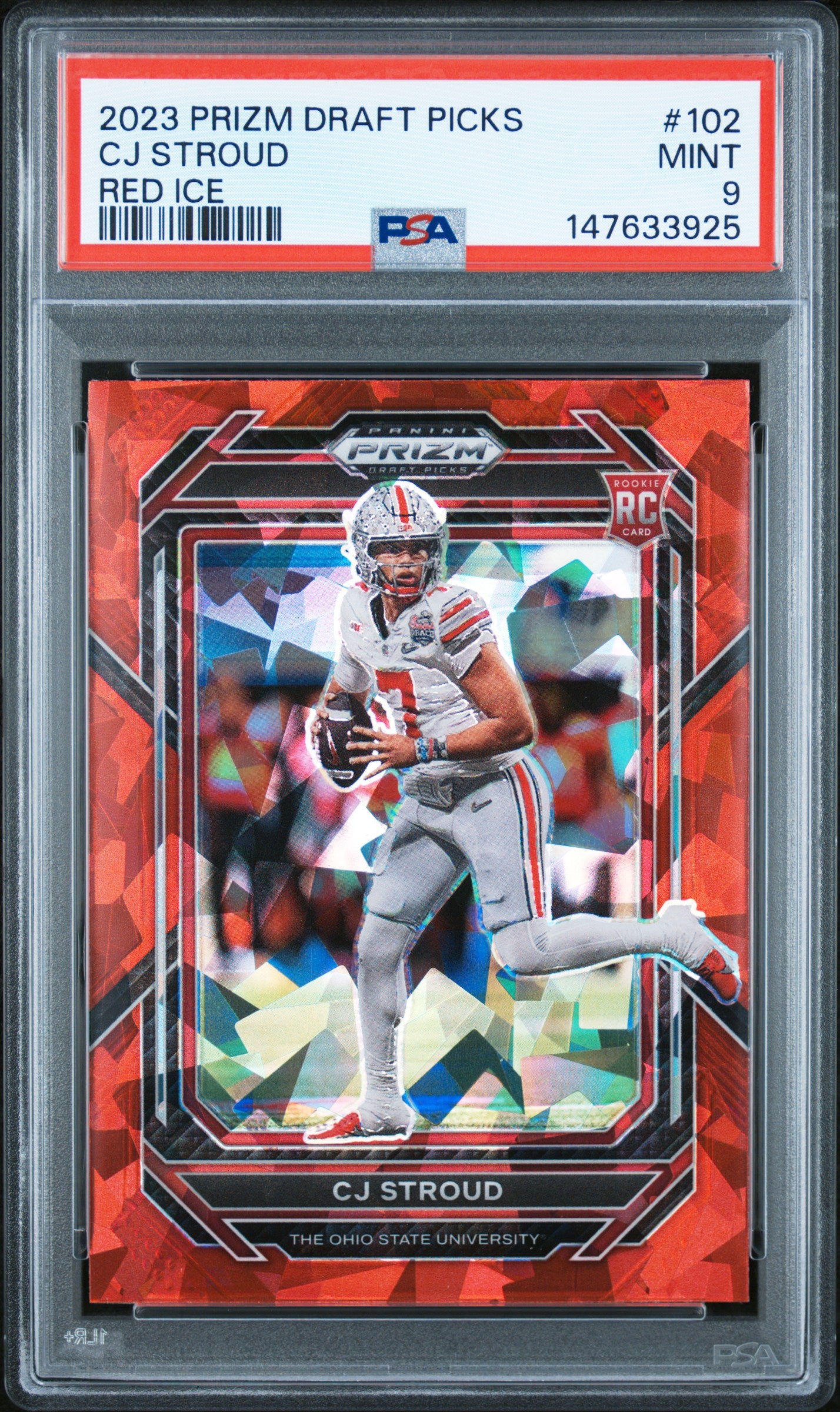 2023 Panini Prizm Draft Picks Red Ice Prizm CJ Stroud #102 PSA 9