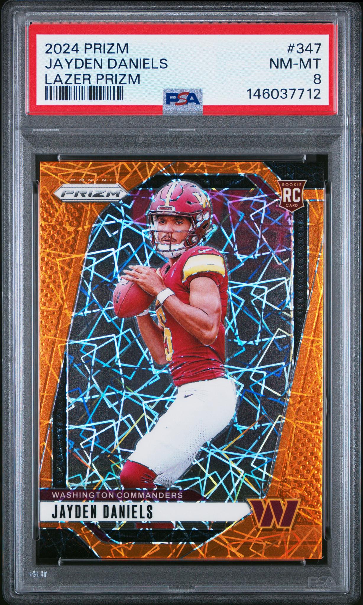 2024 Panini Prizm Lazer Prizm Jayden Daniels #347 PSA 8