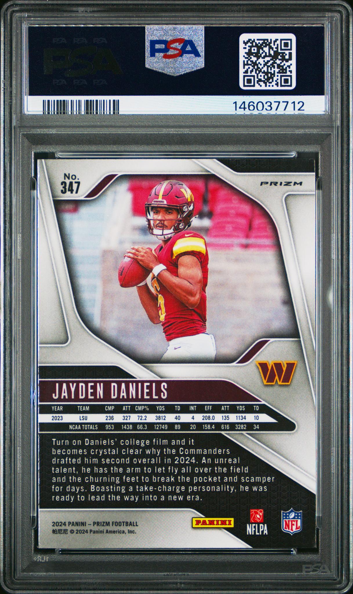 2024 Panini Prizm Lazer Prizm Jayden Daniels #347 PSA 8