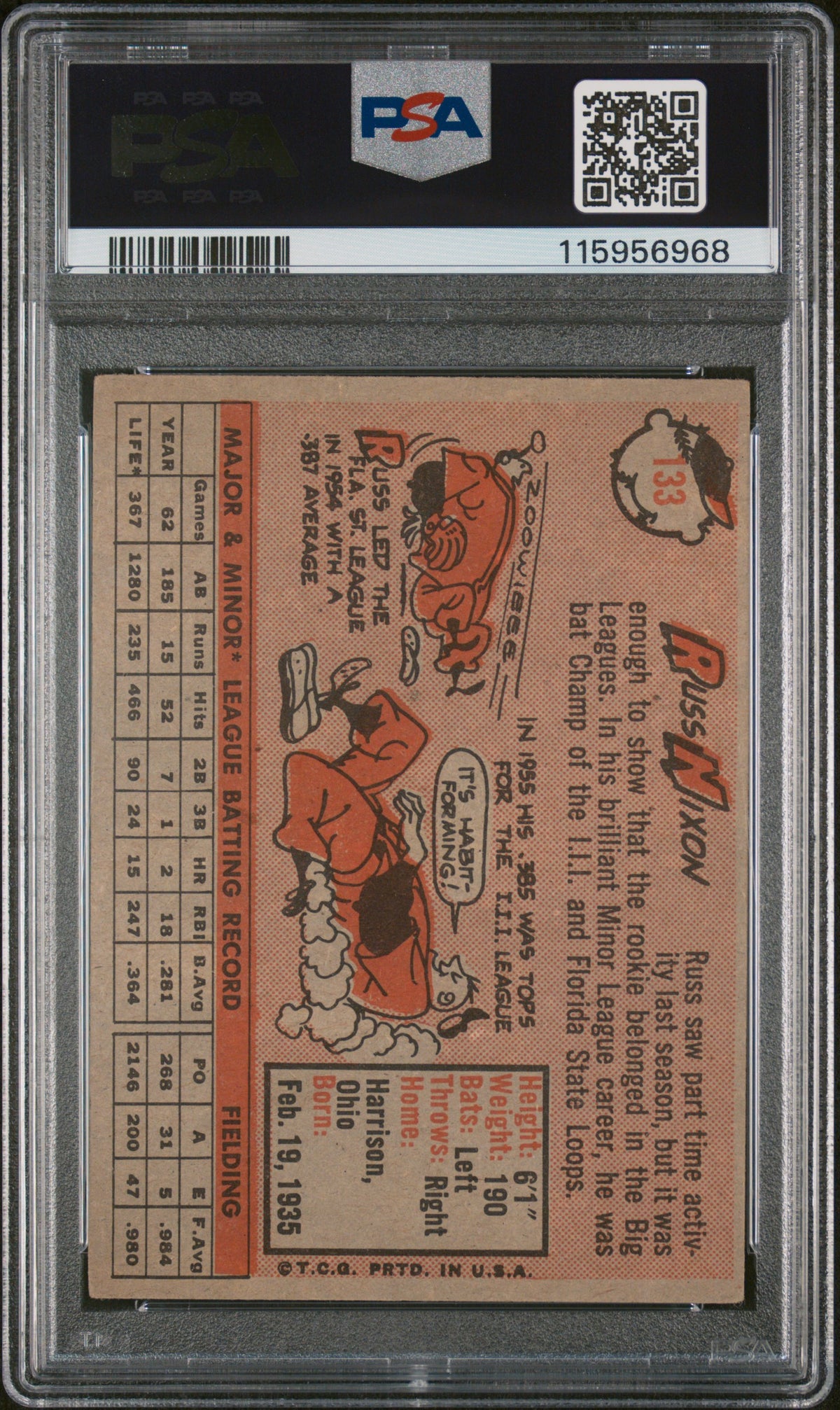 1958 Topps Russell Nixon #133 PSA 4