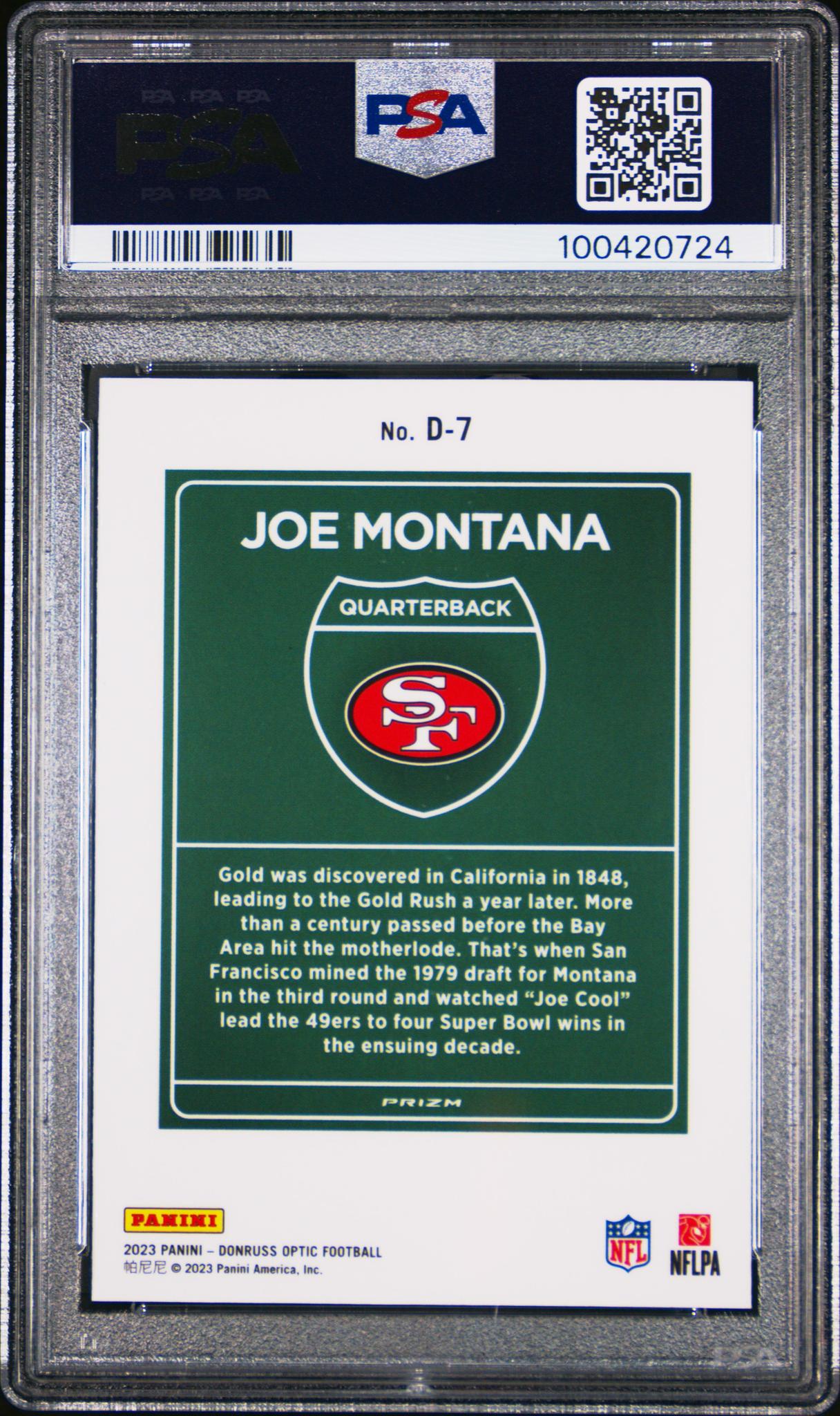 2023 Donruss Optic Downtown Joe Montana #D-7 PSA 9