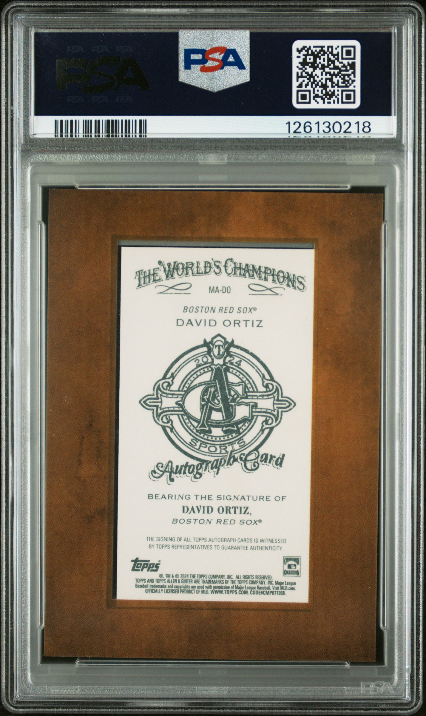 2024 Topps Allen & Ginter Mini Baseball Autographs David Ortiz #MADO PSA 10