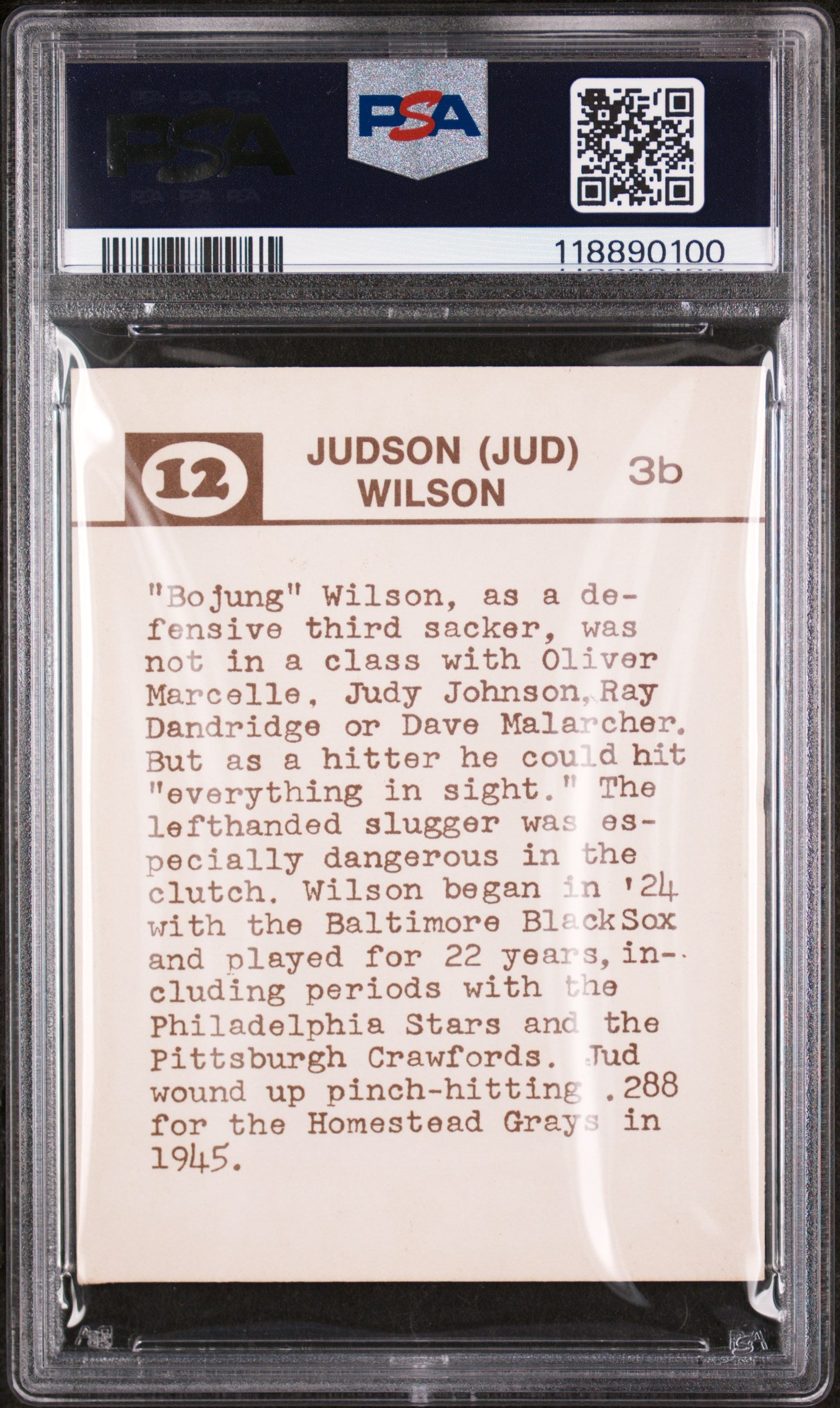1974 Laughlin Old-Time Black Stars Jud Wilson #12 PSA 6