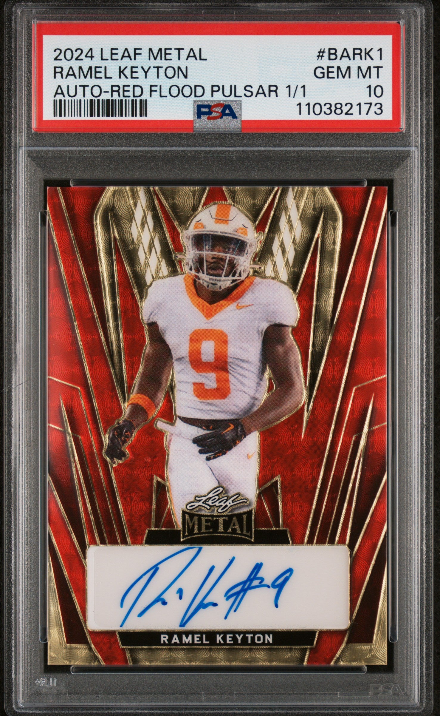 2024 Leaf Metal Autographs Red Flood Pulsar 1/1 Ramel Keyton #BARK1 PSA 10