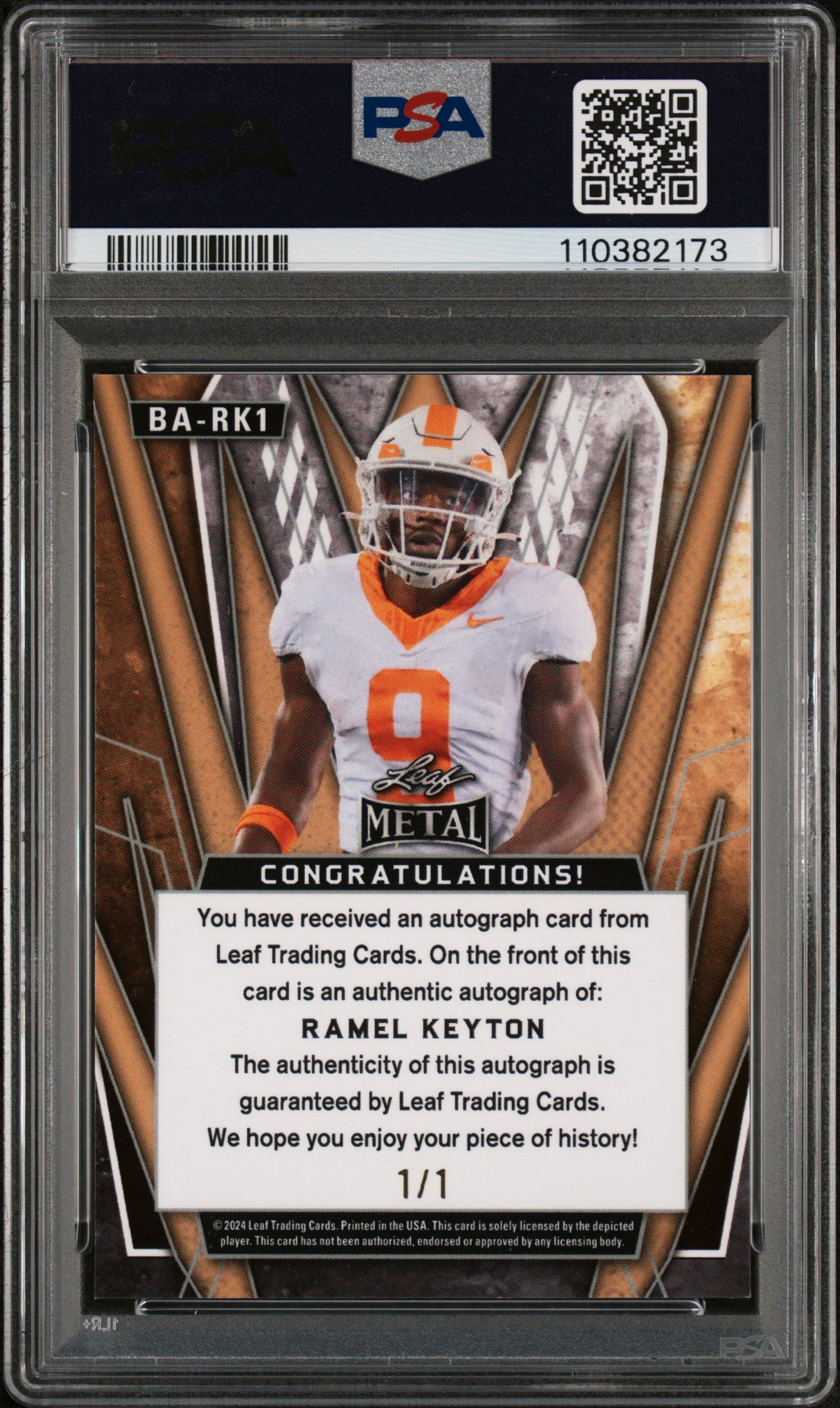 2024 Leaf Metal Autographs Red Flood Pulsar 1/1 Ramel Keyton #BARK1 PSA 10