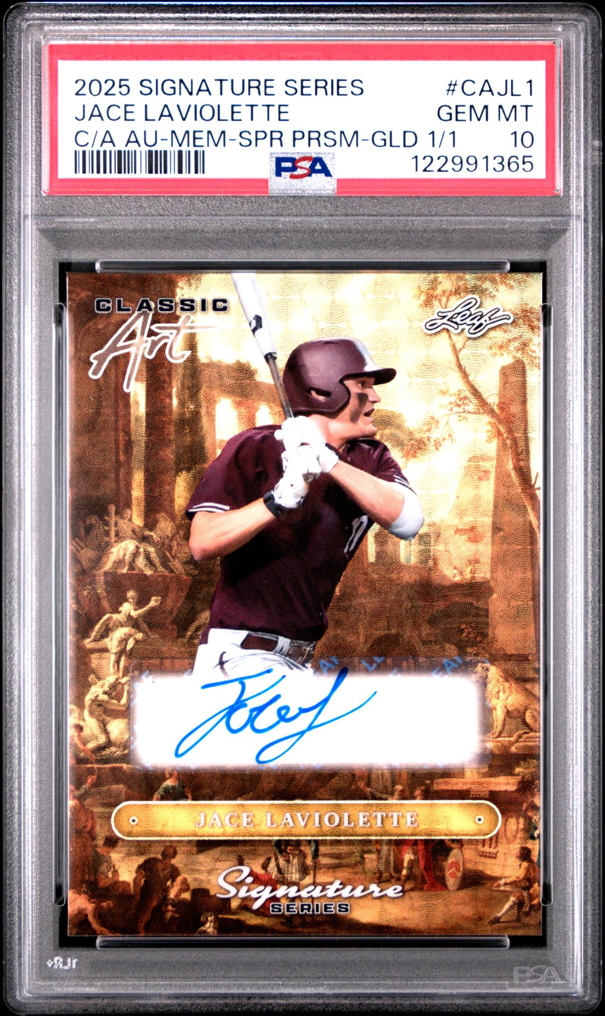 2025 Leaf Signature Series Classic Art Autographs Memorial-Super Prismatic Gold 1/1 Jace Laviolette #CAJL1 PSA 10