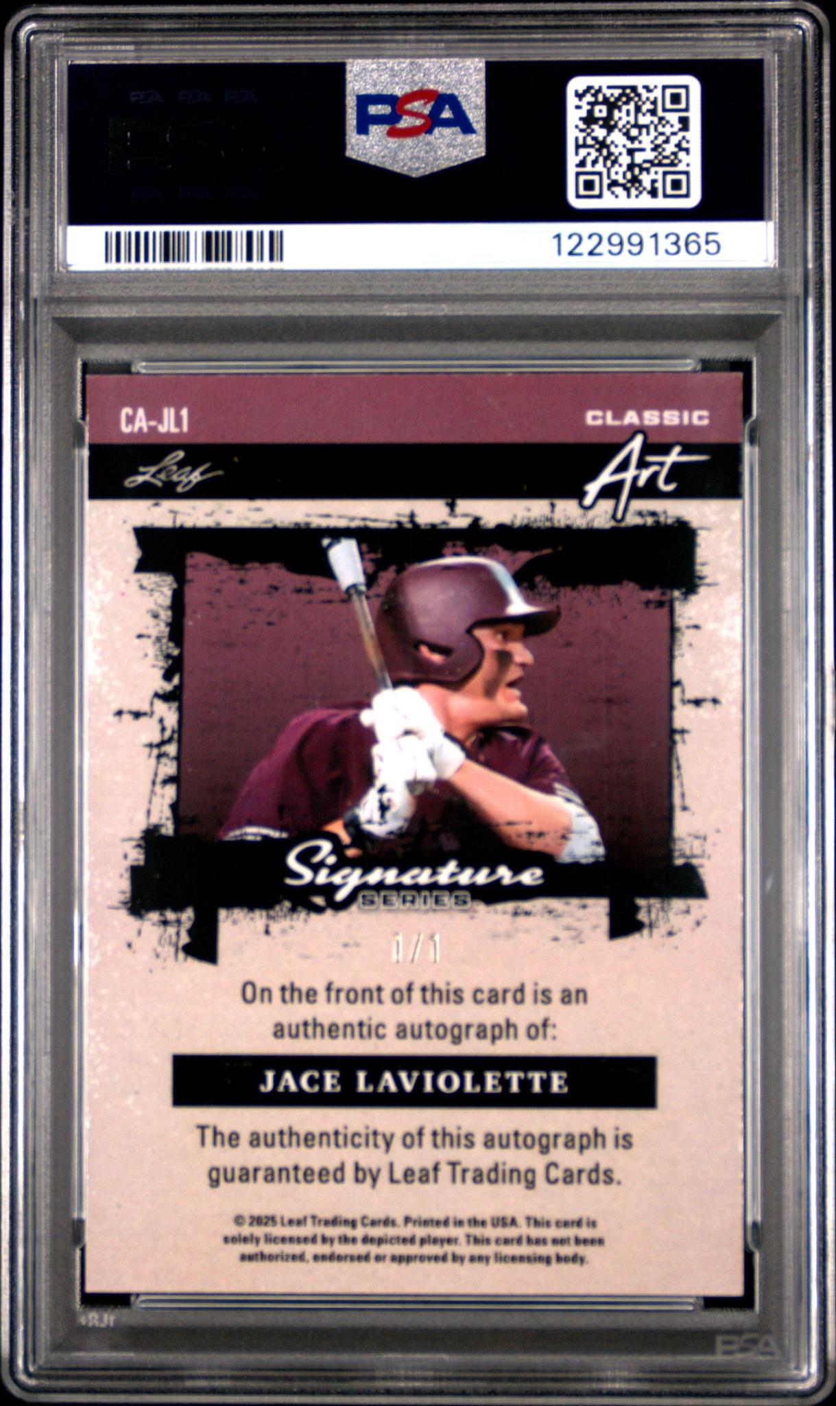 2025 Leaf Signature Series Classic Art Autographs Memorial-Super Prismatic Gold 1/1 Jace Laviolette #CAJL1 PSA 10