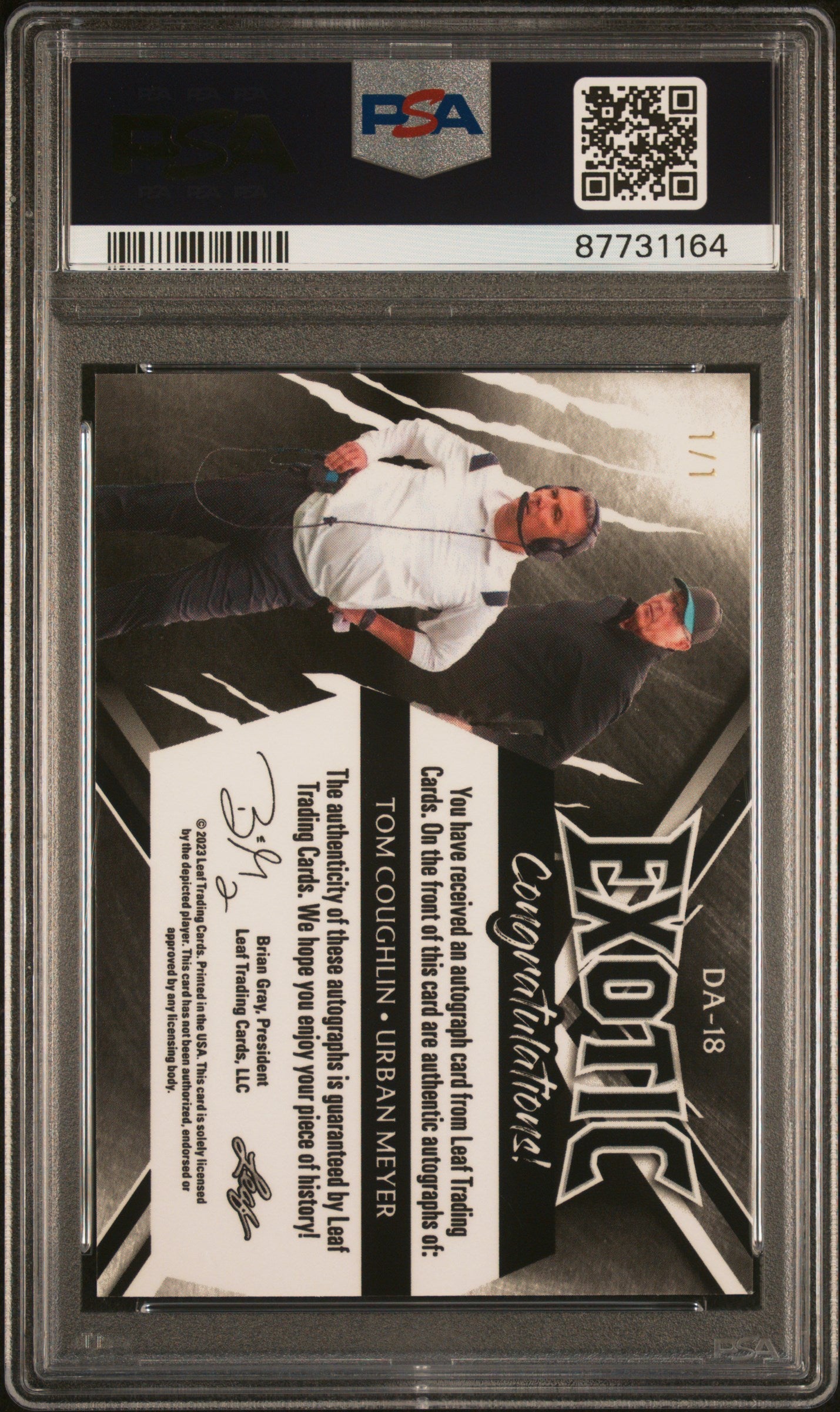 2023 Leaf Exotic Dual Autographs Butterfly Crystal 1/1 Tom Coughlin/Urban Meyer #DA18 PSA 10
