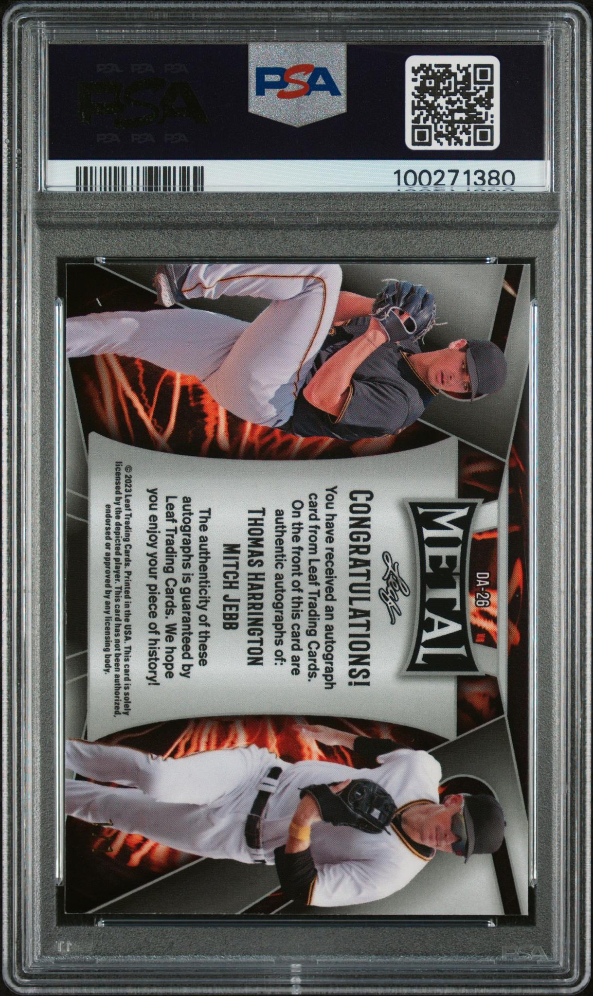 2023 Leaf Metal Dual Autographs Dual Auto-Sky Crystal 1/1 Harrington Jebb #DA26 PSA 10